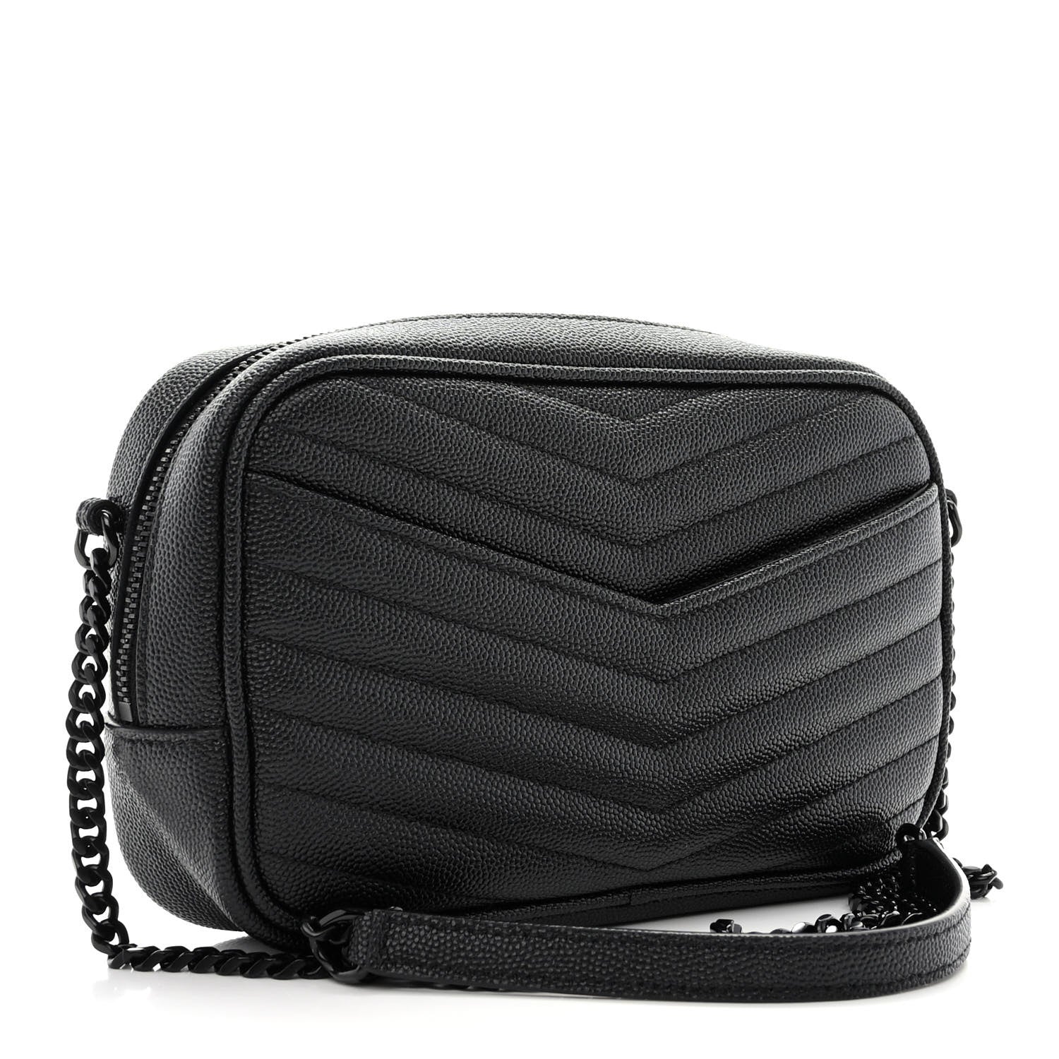 Saint Laurent Grain De Poudre Matelasse Monochrome Monogram Mini Lou Camera Bag Black 3 of 10
