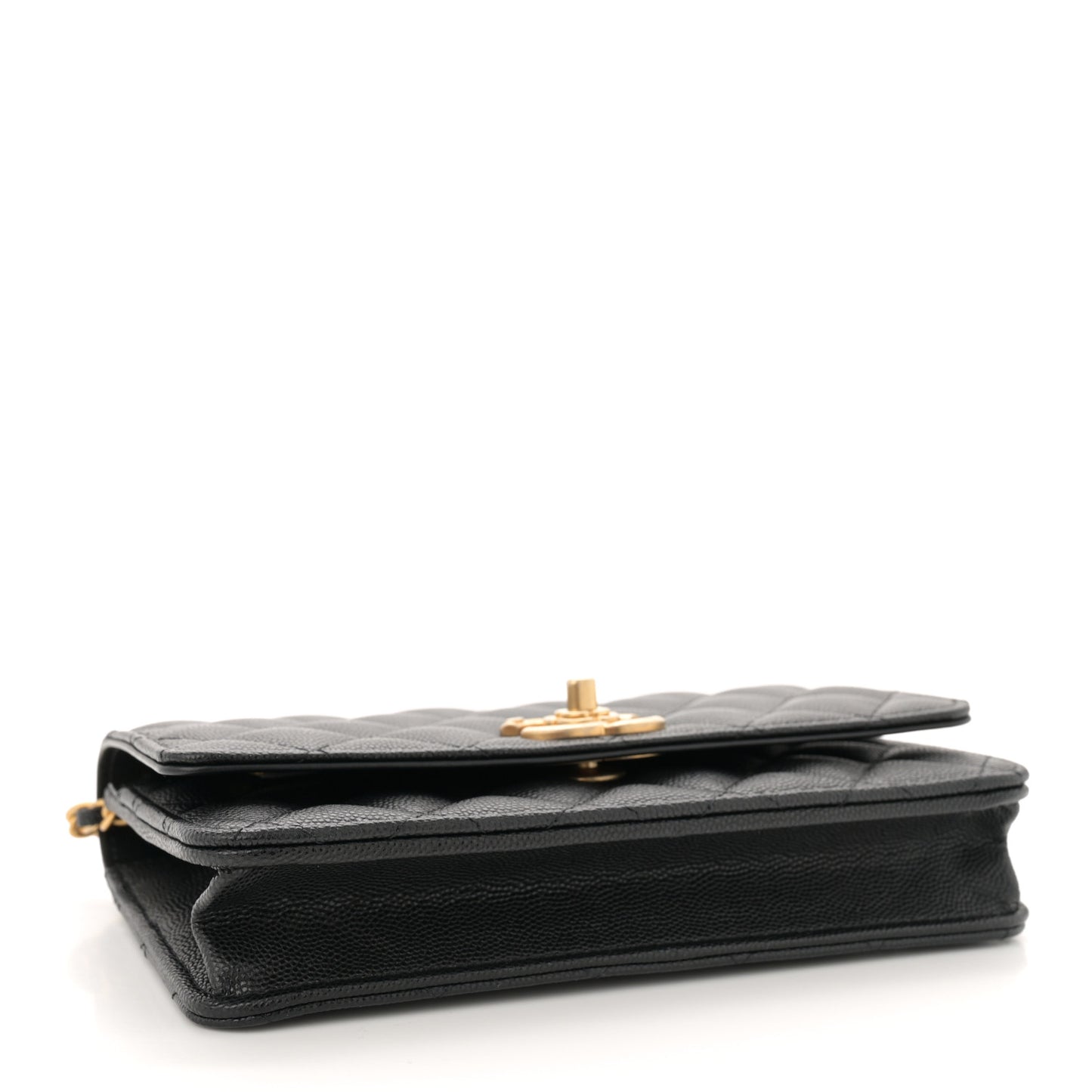 Caviar Quilted Camellia Wallet On Chain WOC Black