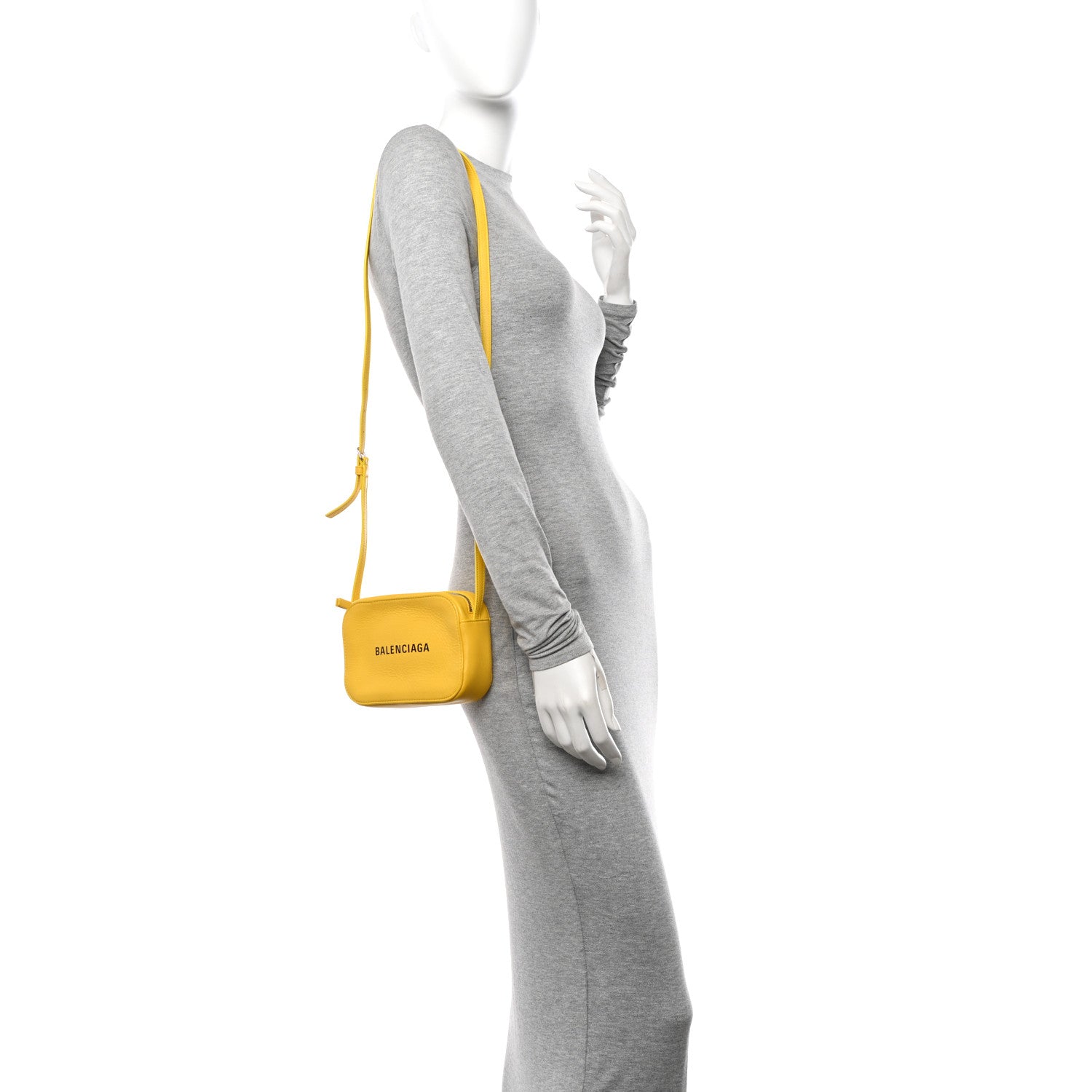 Balenciaga Smooth Calfskin Logo XS Everyday Camera Bag Jaune Soleil Black 3 of 9