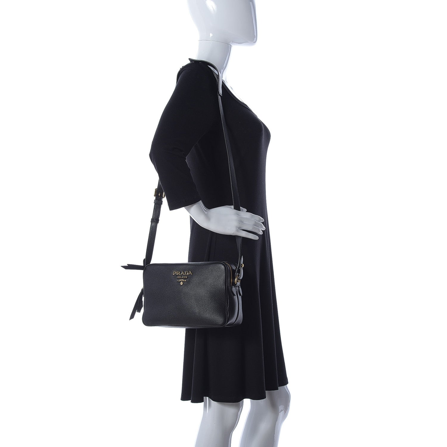 Prada Vitello Phenix Camera Bag Black 2 of 9