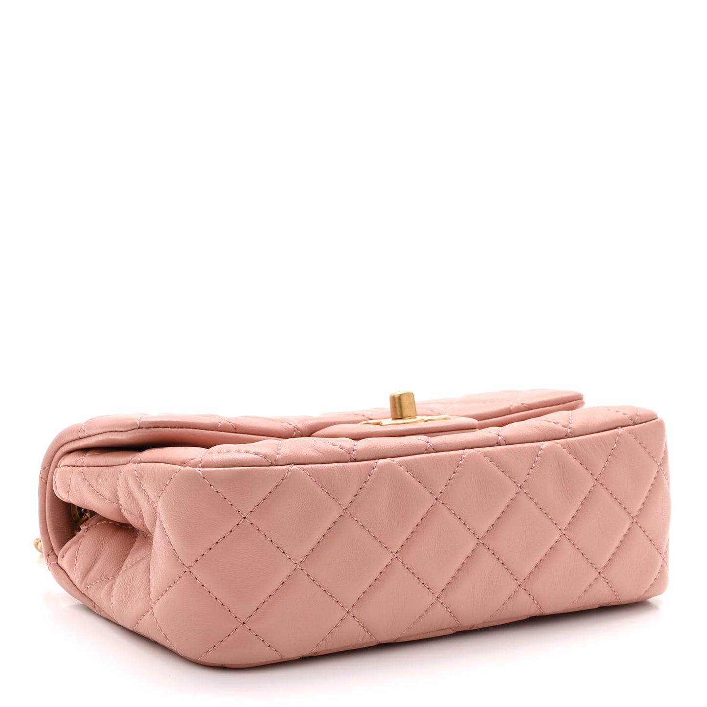 Lambskin Quilted Mini Rectangular Pearl Crush Flap Dark Pink