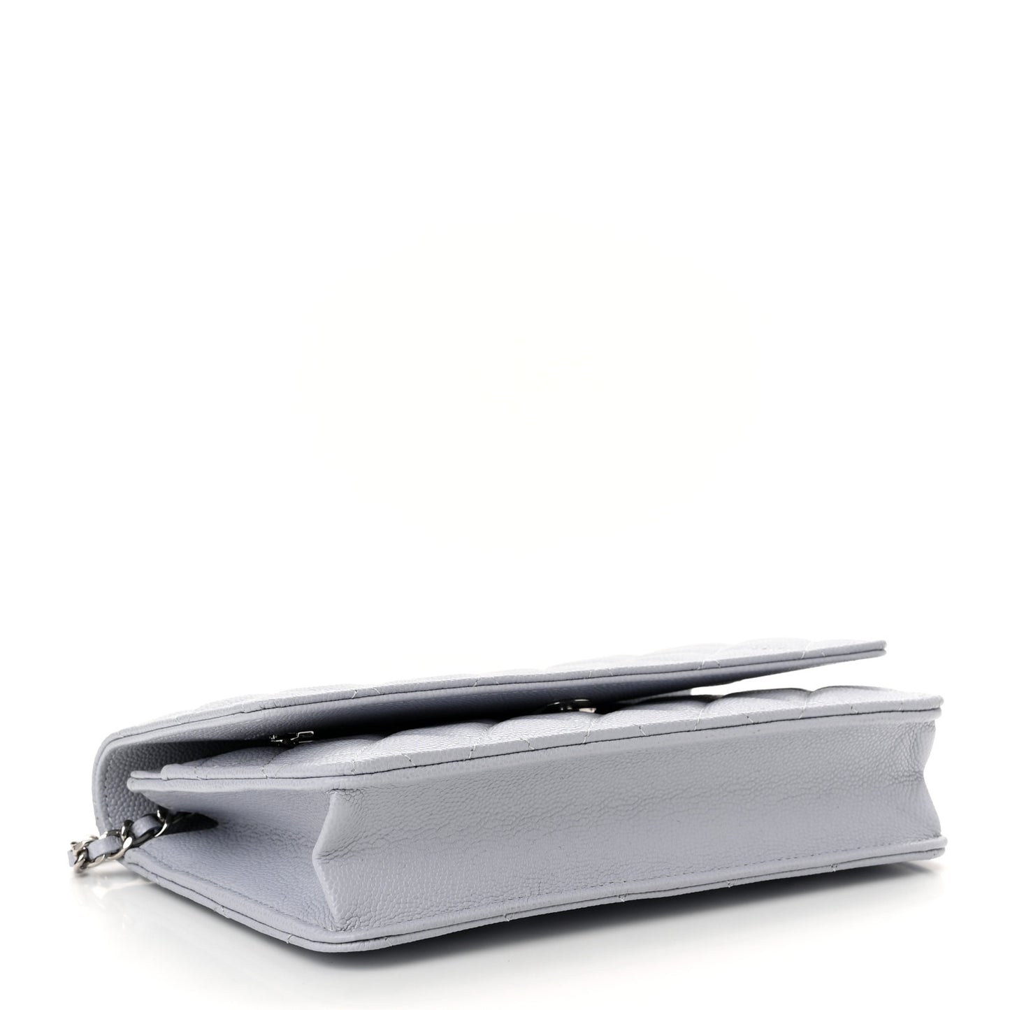Caviar Quilted Wallet On Chain WOC Light Grey