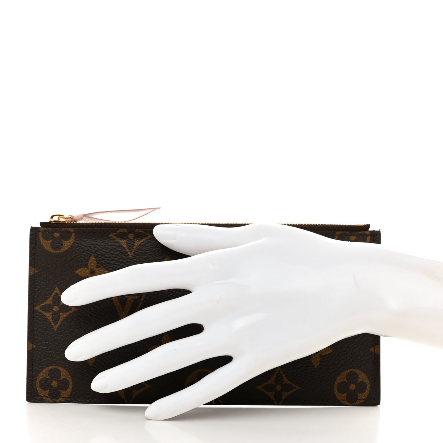 Monogram Felicie Chain Wallet Zippered Insert Rose Ballerine