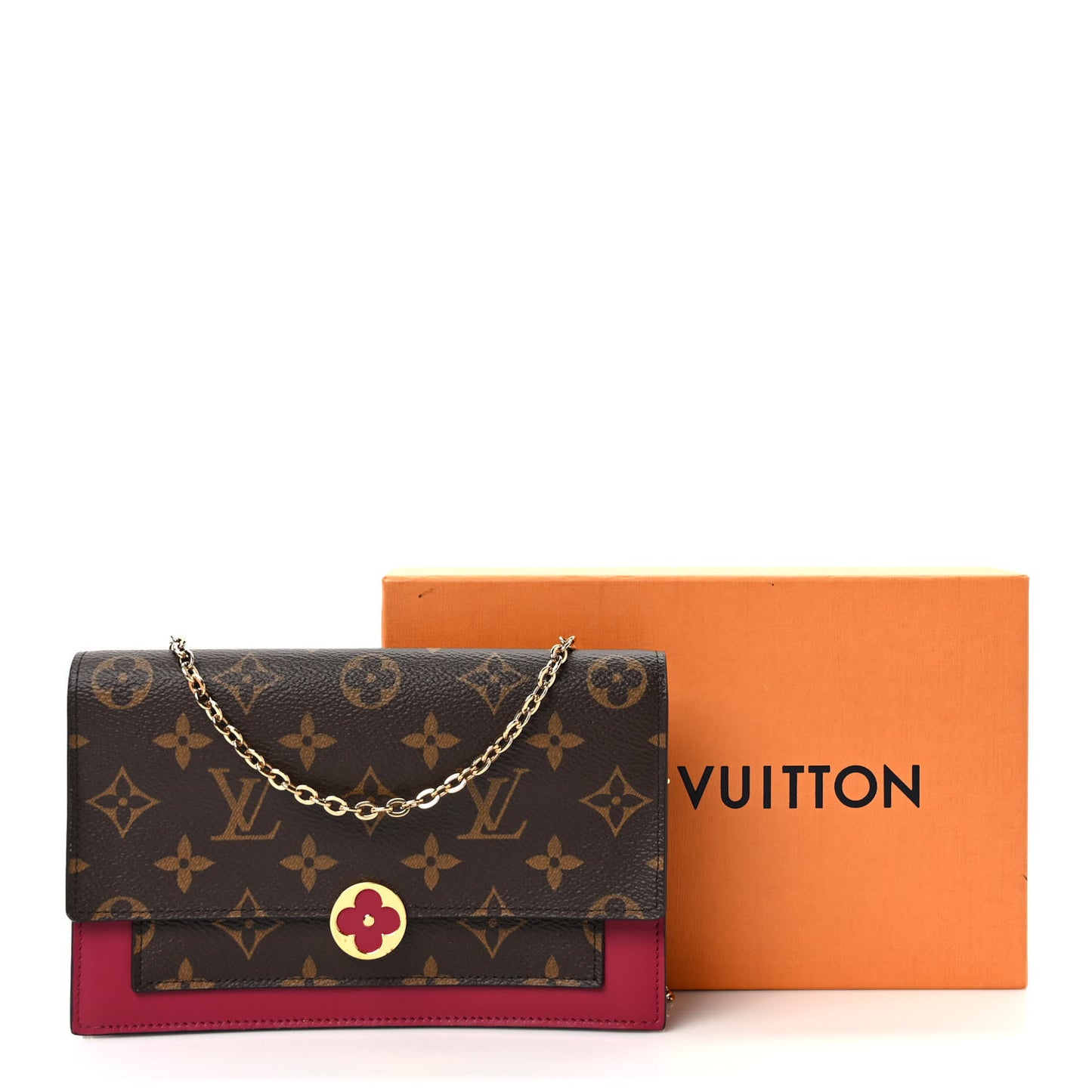 Monogram Flore Chain Wallet Fuchsia