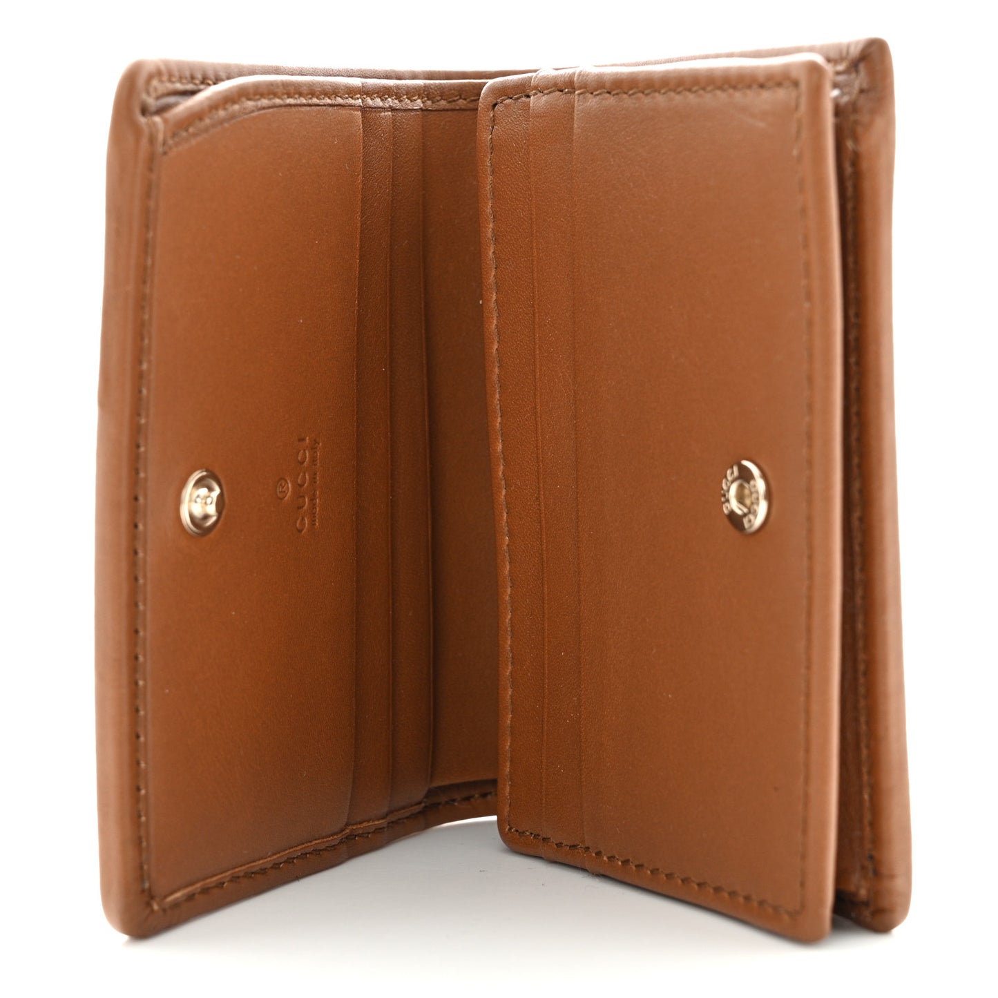 GG Supreme Monogram Textured Calfskin Emblem Mini Wallet Beige Dark Brown