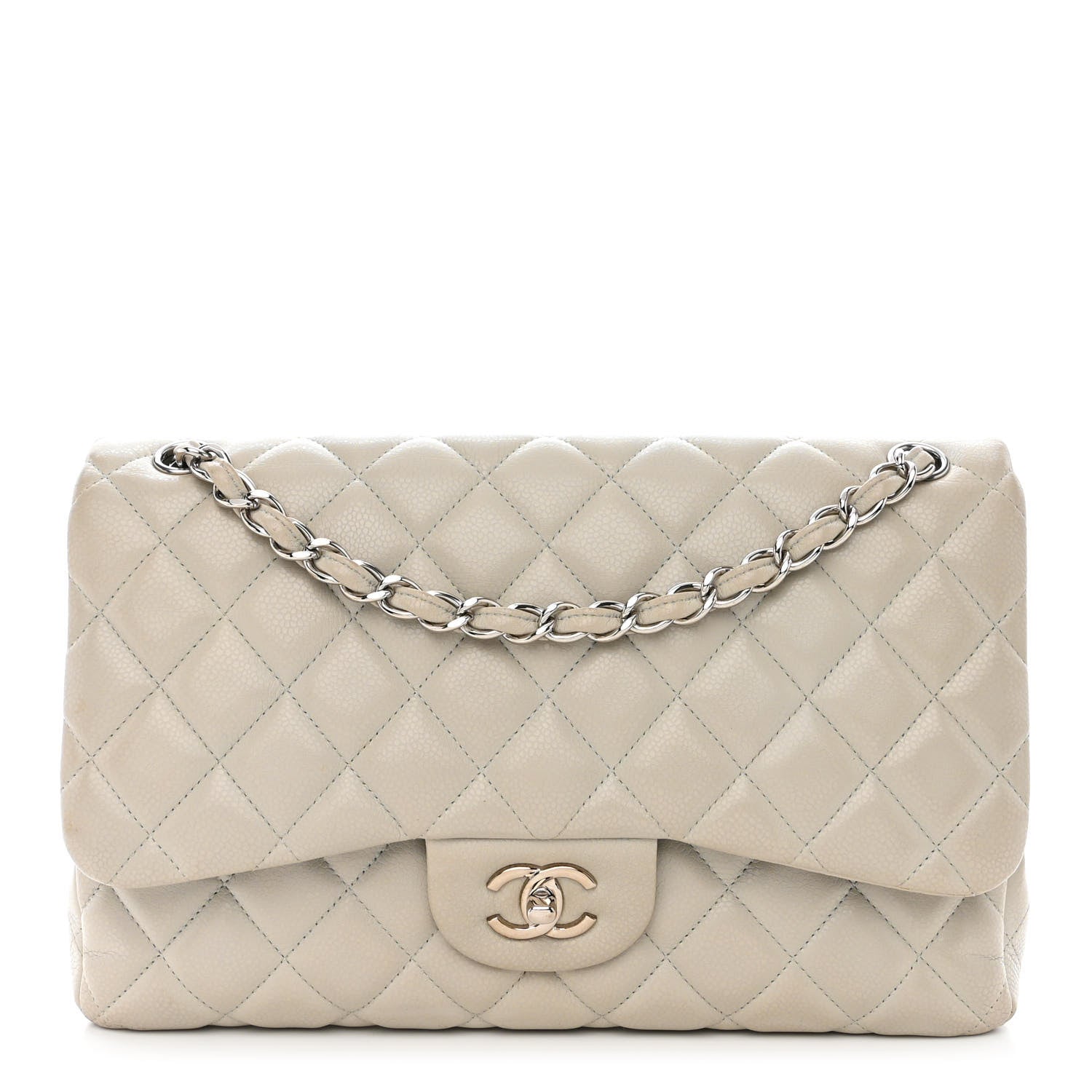 Chanel Caviar Quilted Jumbo Double Flap Grey 1 of 16