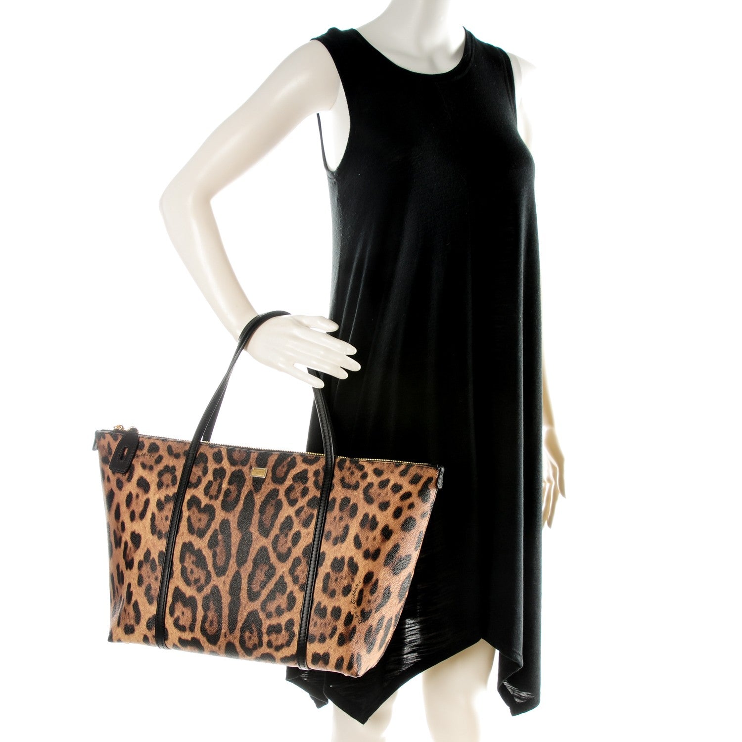 Dolce & Gabbana Textured Calfskin Leopard Print Miss Escape Tote 2 of 6