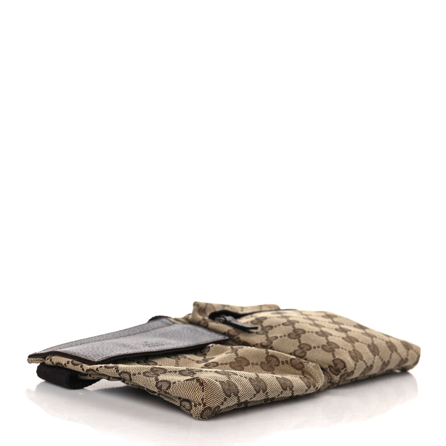 GG Monogram Double Pocket Belt Bag Dark Brown