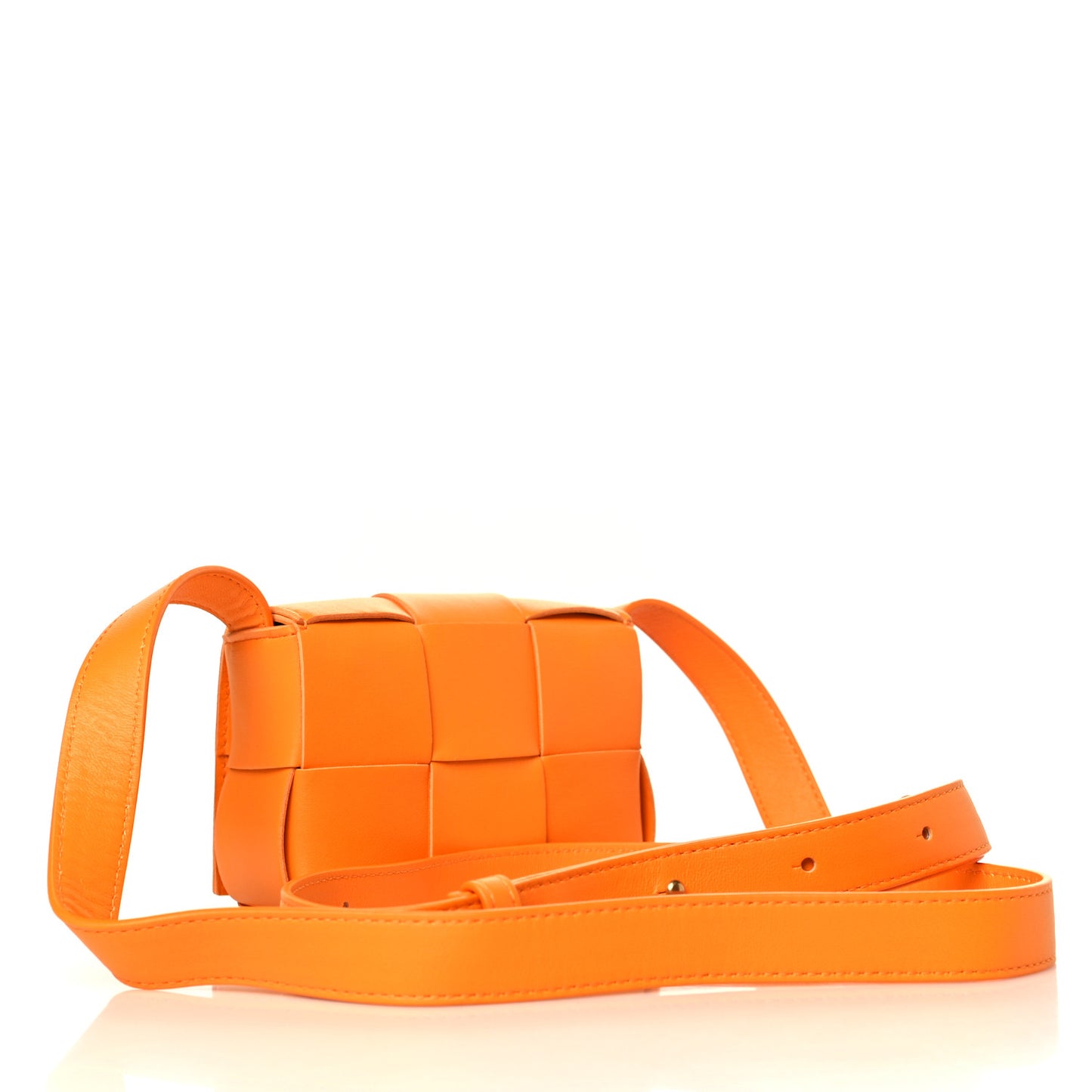 Lambskin Maxi Intrecciato Extra Mini Cassette Crossbody Bag Tangerine