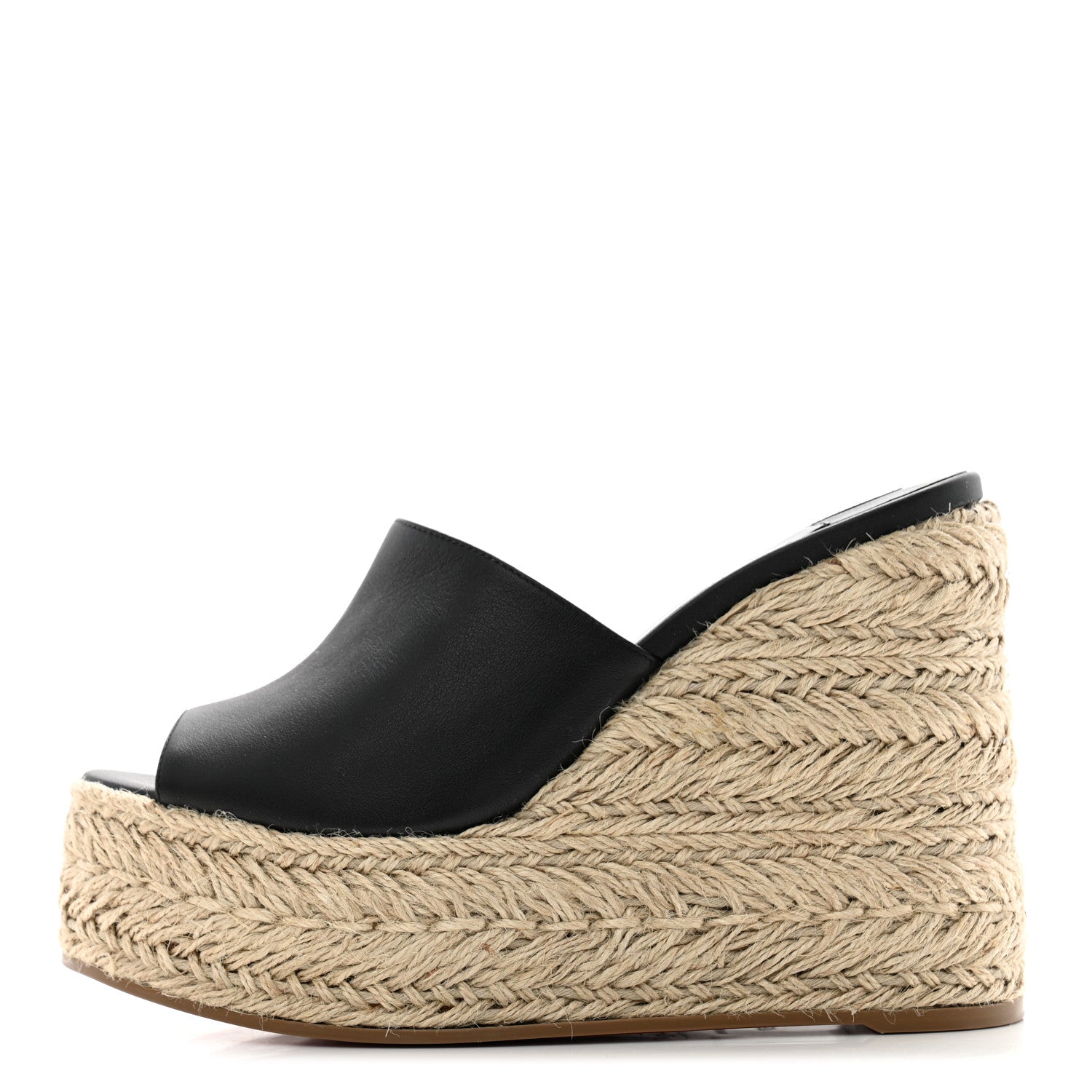 Christian Louboutin Calfskin Ariella Zeppa 130 Espadrille Sandals 37 Black Naturel 1 of 8