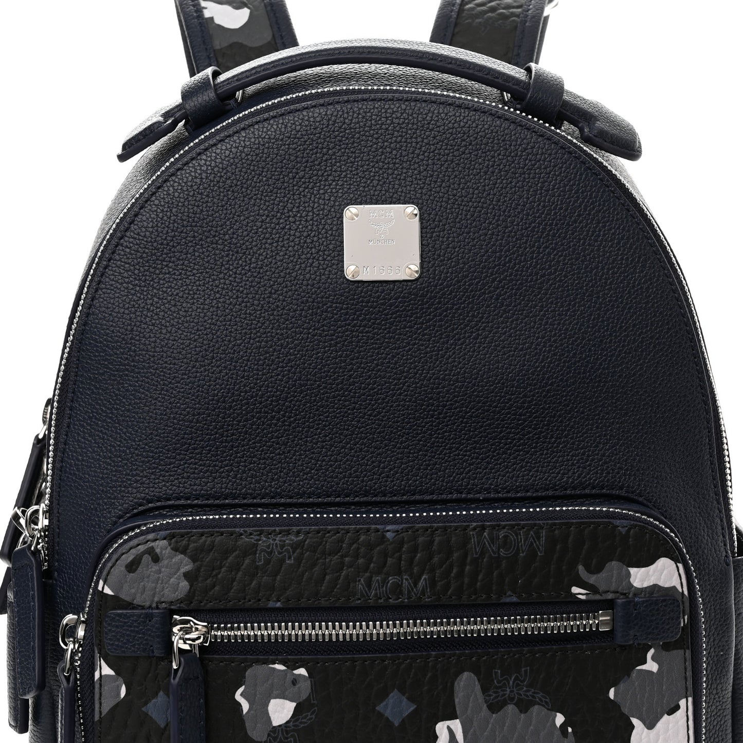 Calfskin Visetos Floral Leopard Klassik Small Stark Backpack Blue Black