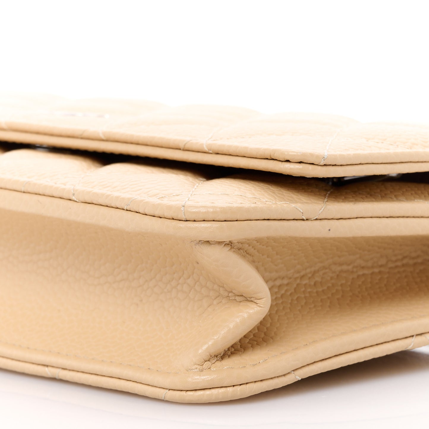 Caviar Quilted Wallet on Chain WOC Beige