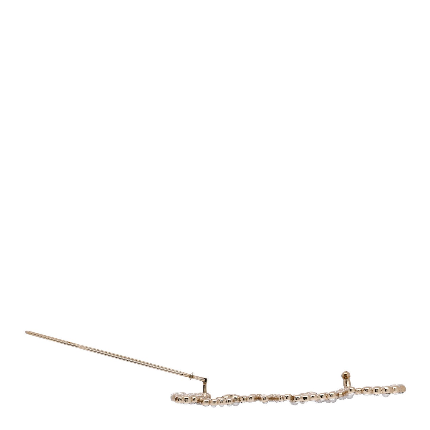 Metal Glass Swirling Pearls Hair Clip Gold