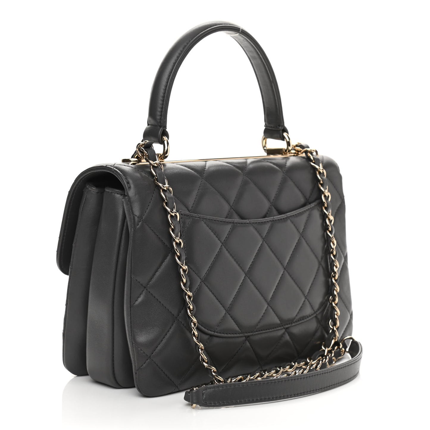 Lambskin Quilted Small Trendy CC Flap Dual Handle Bag Grey