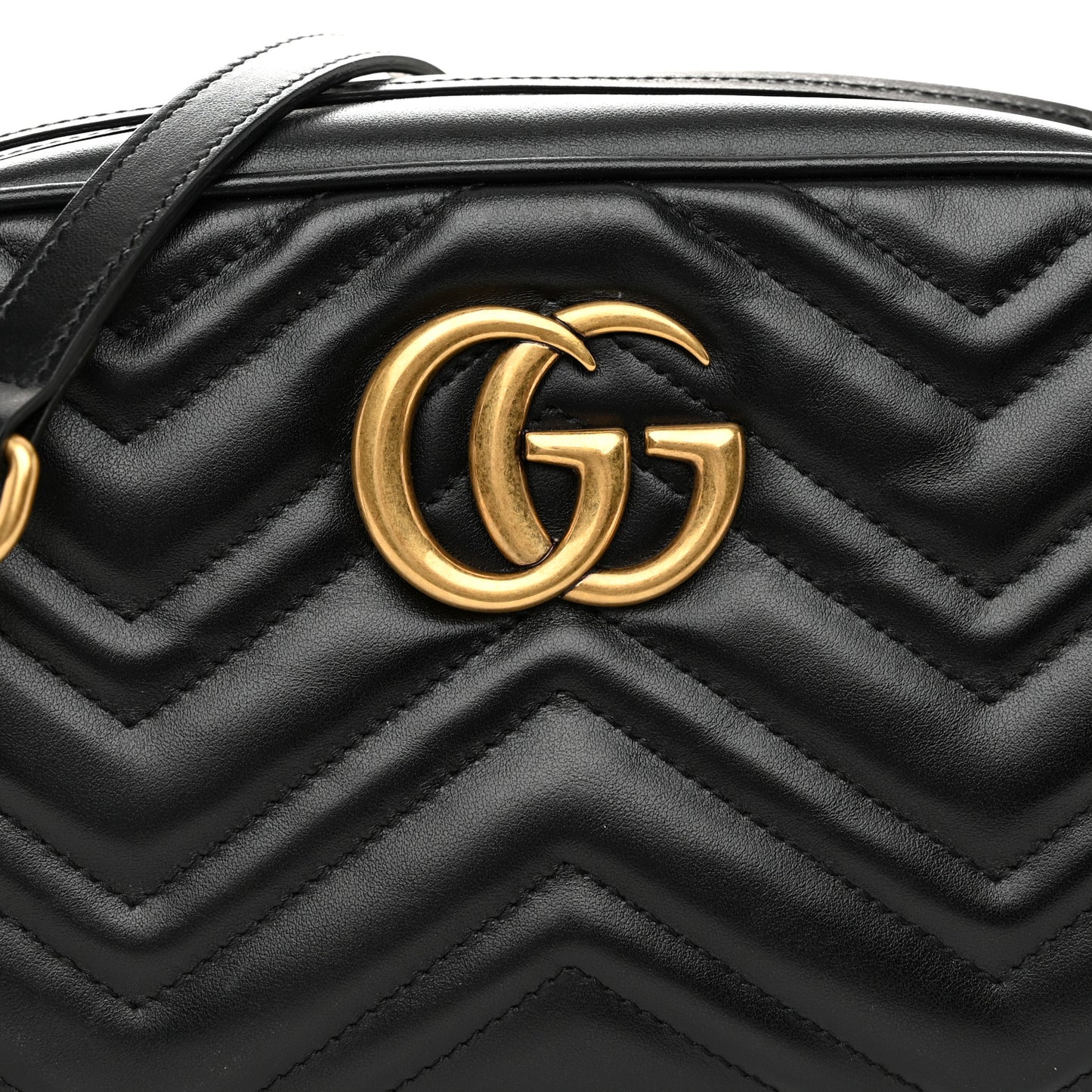 Calfskin Matelasse Small GG Marmont Chain Shoulder Bag Black