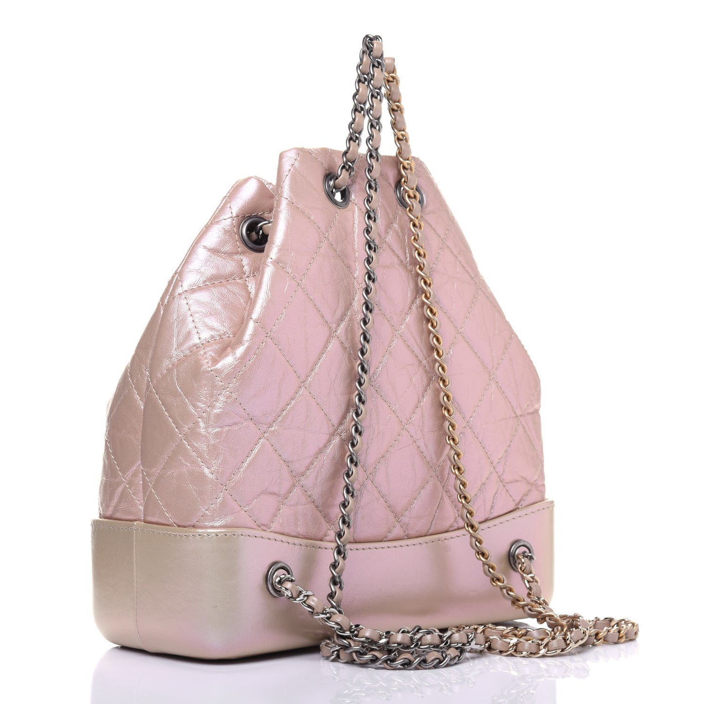 Iridescent Lambskin Calfskin Small Quilted Gabrielle Backpack Light Pink