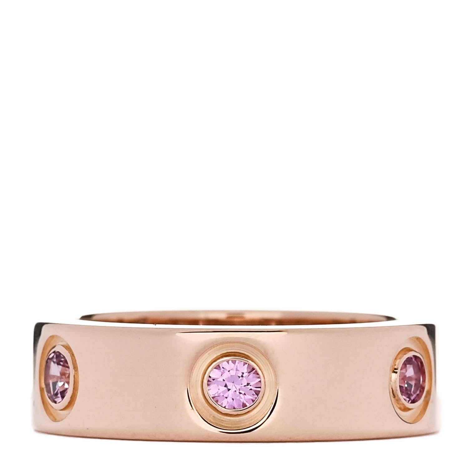 Cartier 18K Pink Gold 6 Pink Sapphire 5.5mm LOVE Ring 51 5.75 1 of 4