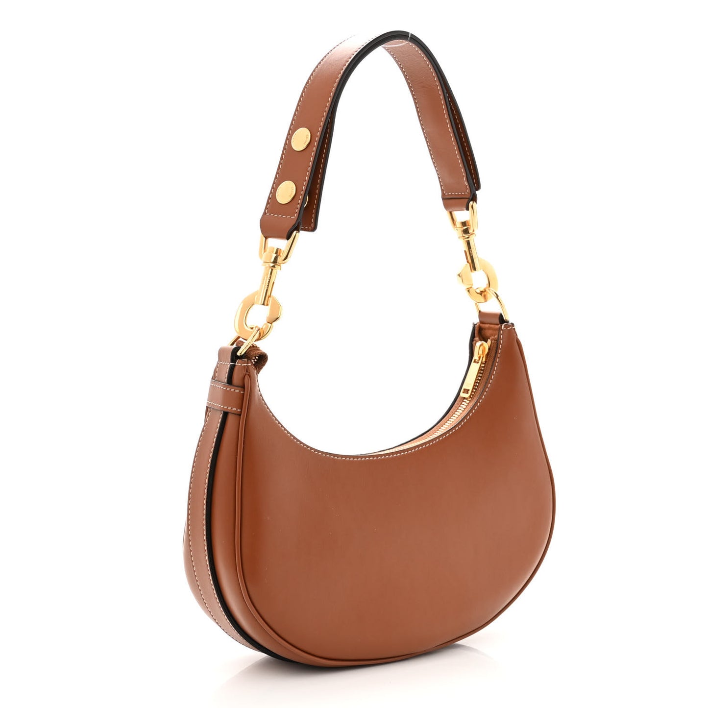 Smooth Calfskin Medium Strap Ava Shoulder Bag Tan