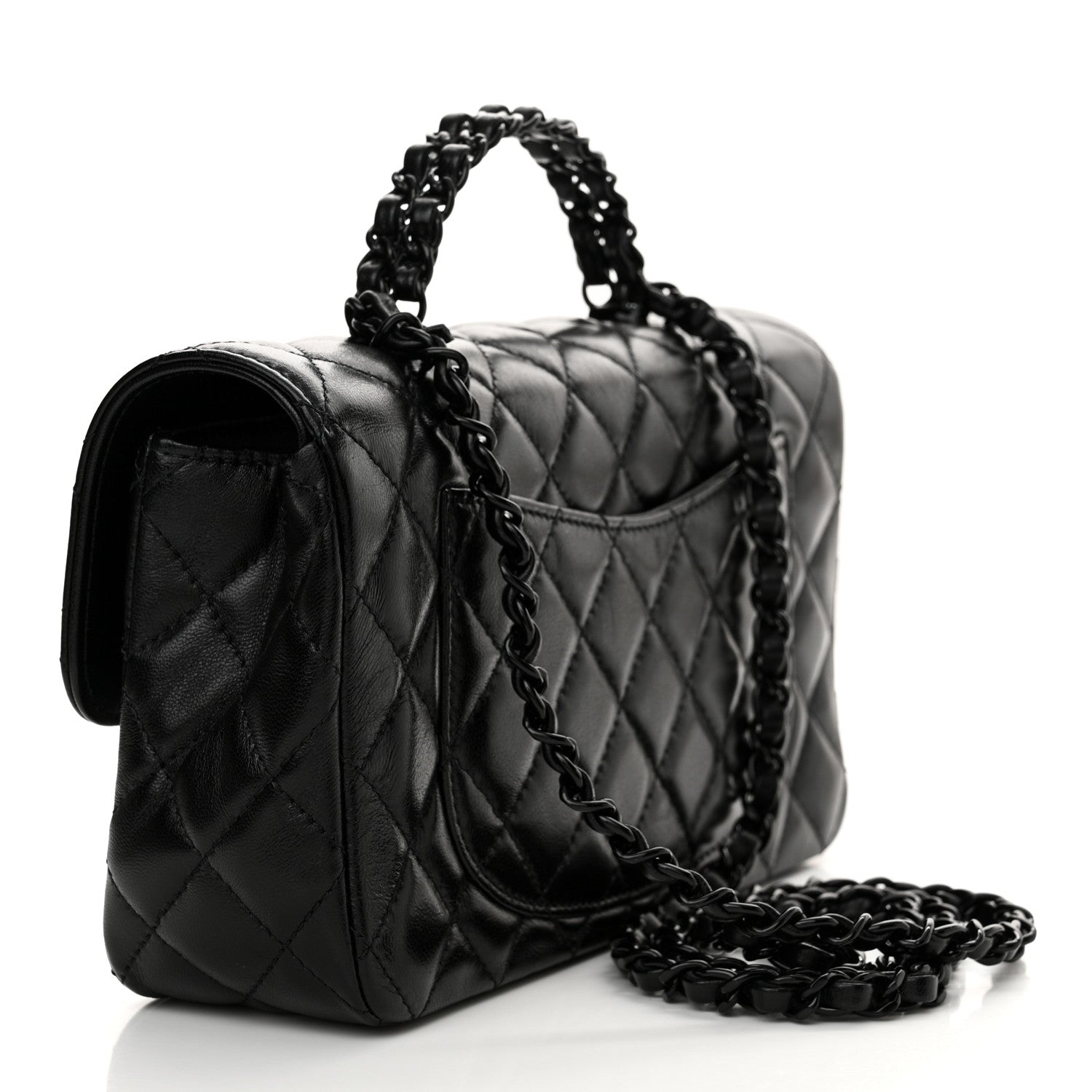 Chanel Lambskin Quilted Coco Pop Top Handle Flap Black 3 of 11