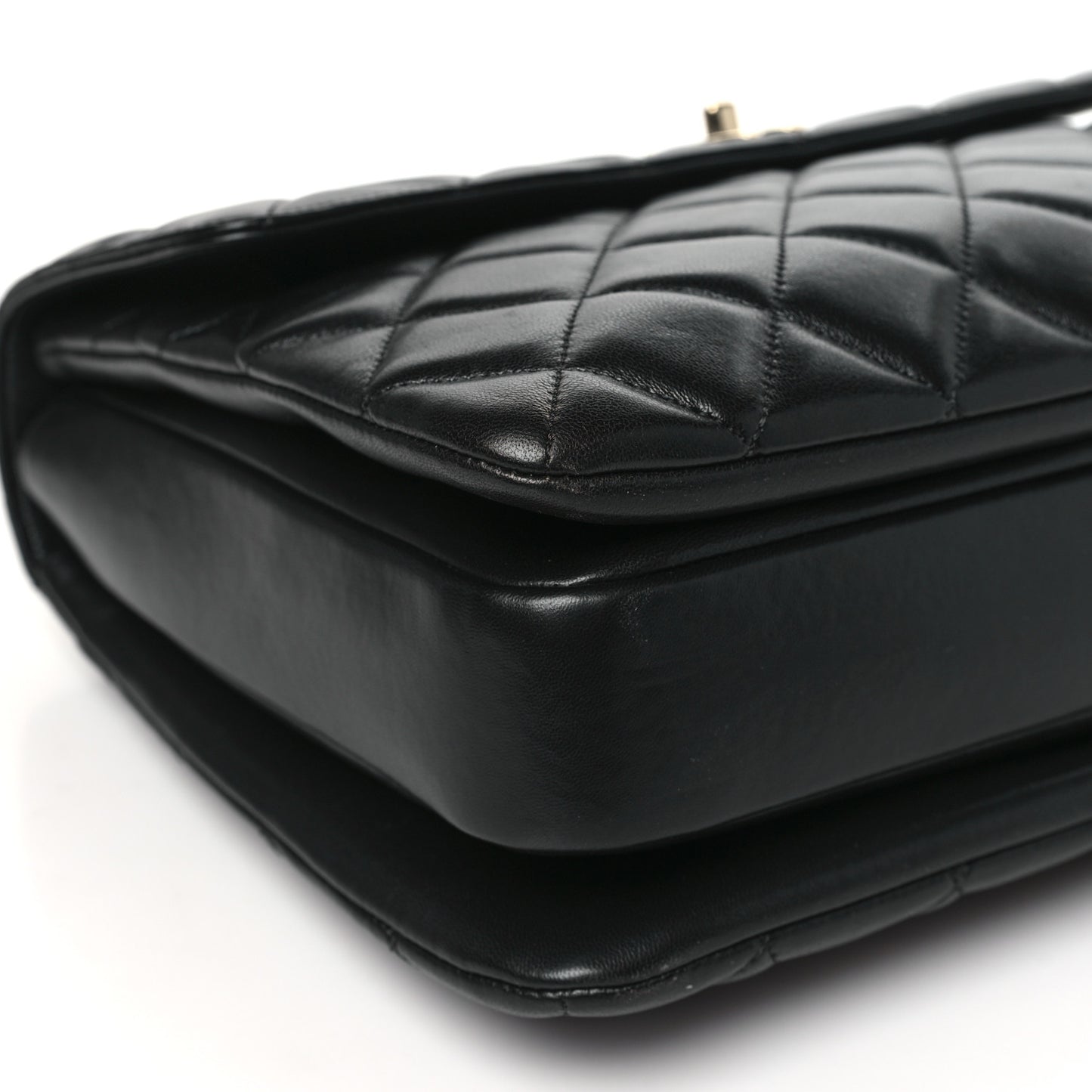 Lambskin Quilted Large Trendy CC Dual Handle Flap Bag Black