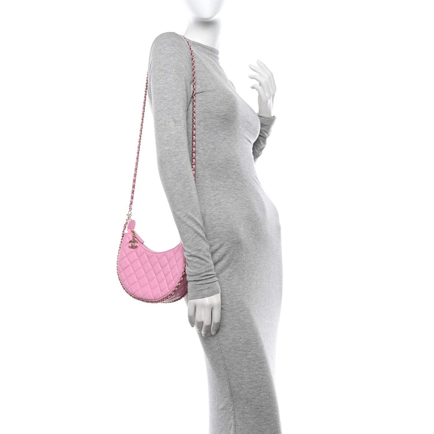 Chanel Lambskin Quilted Small Hobo Bag Pink 2 of 13