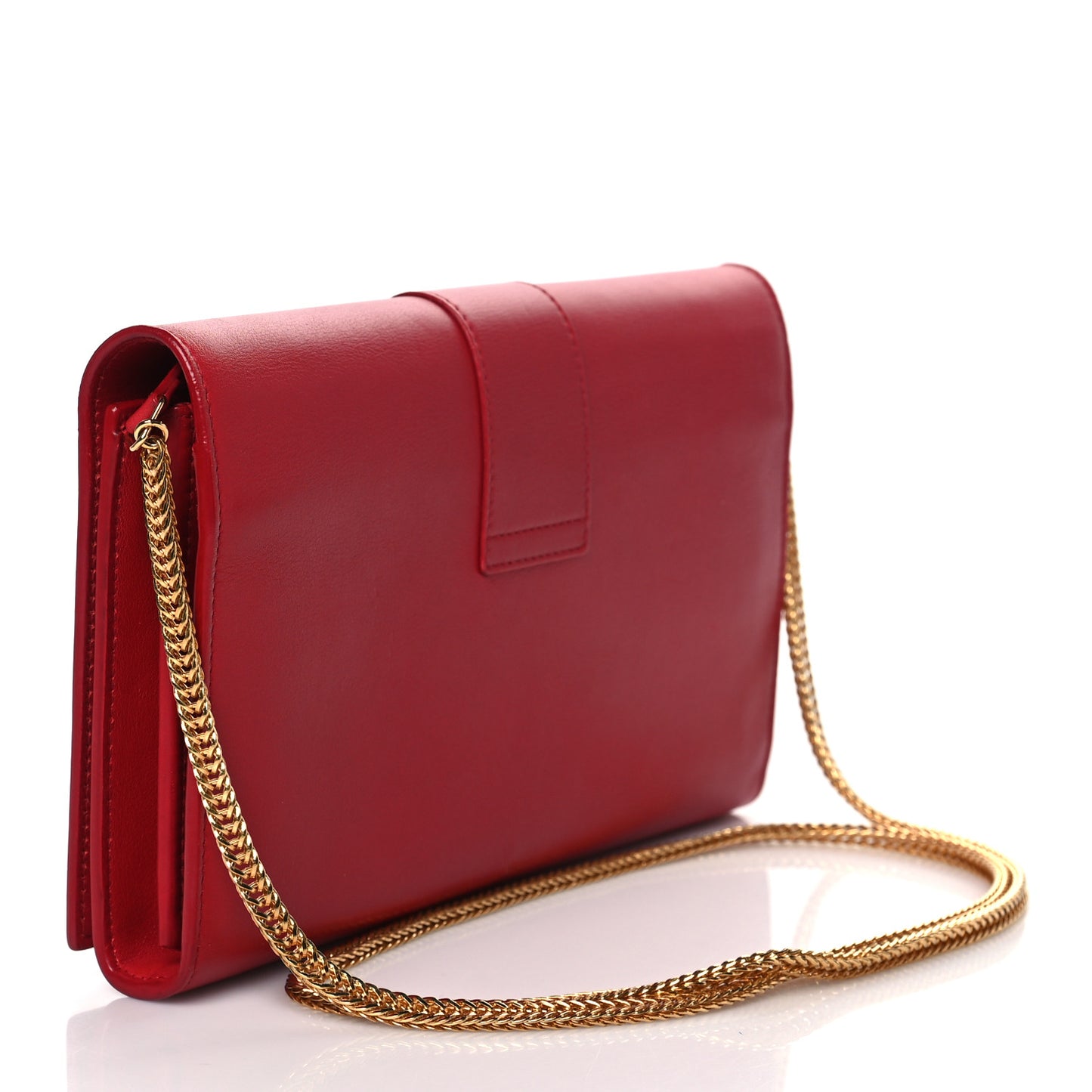 Calfskin Classic Y Ligne Chain Wallet Vermillion