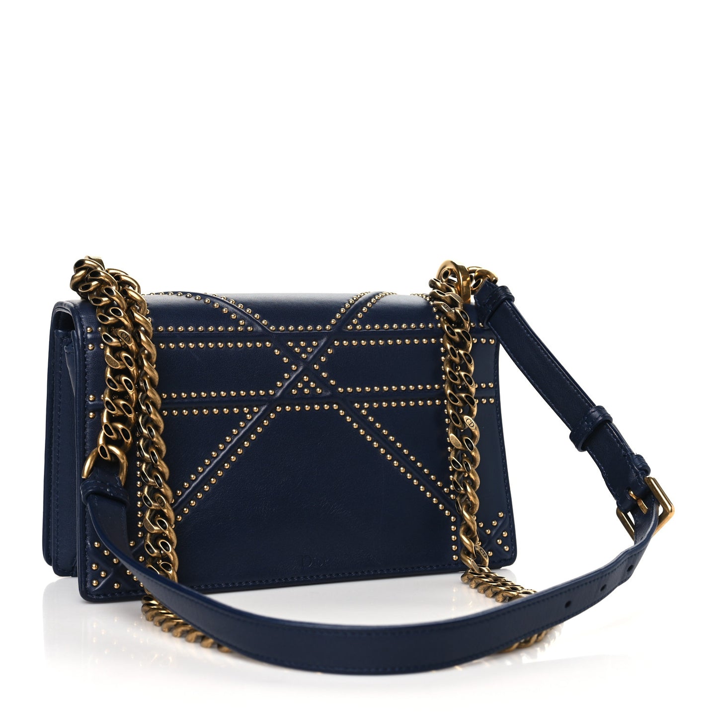Lambskin Studded Medium Diorama Flap Bag Navy Blue