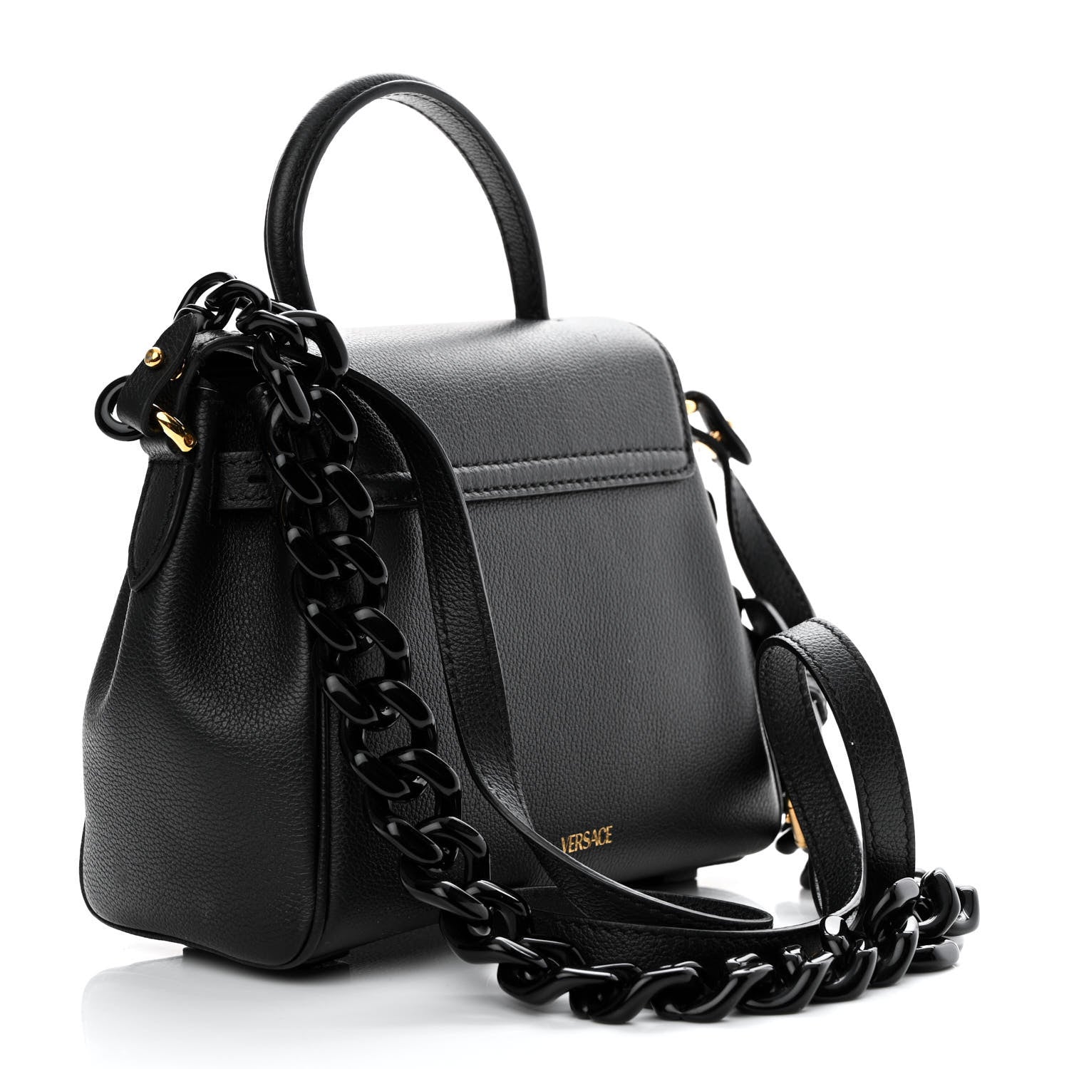 Versace Grained Calfskin Small La Medusa Top Handle Bag Black Lilac 3 of 13