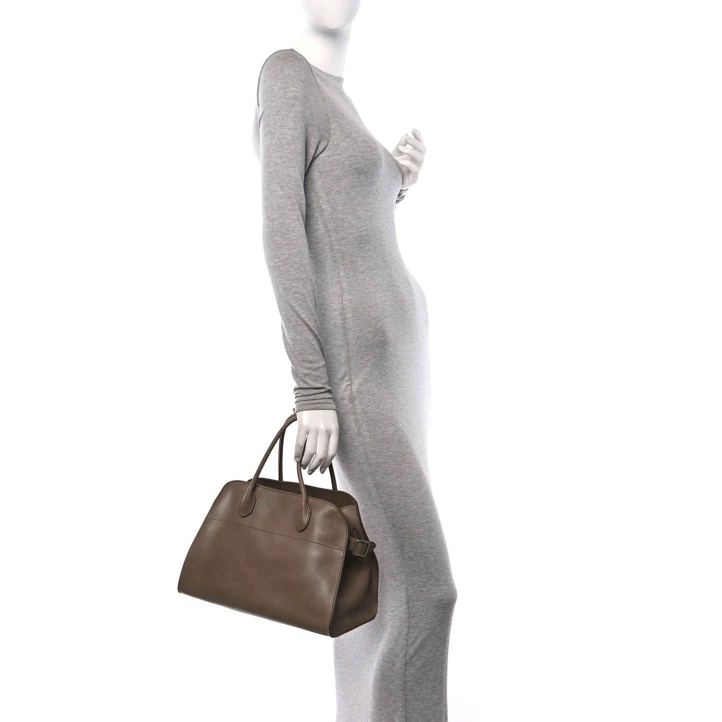 Polished Saddle Calfskin Soft Margaux 12 Mouse Grey