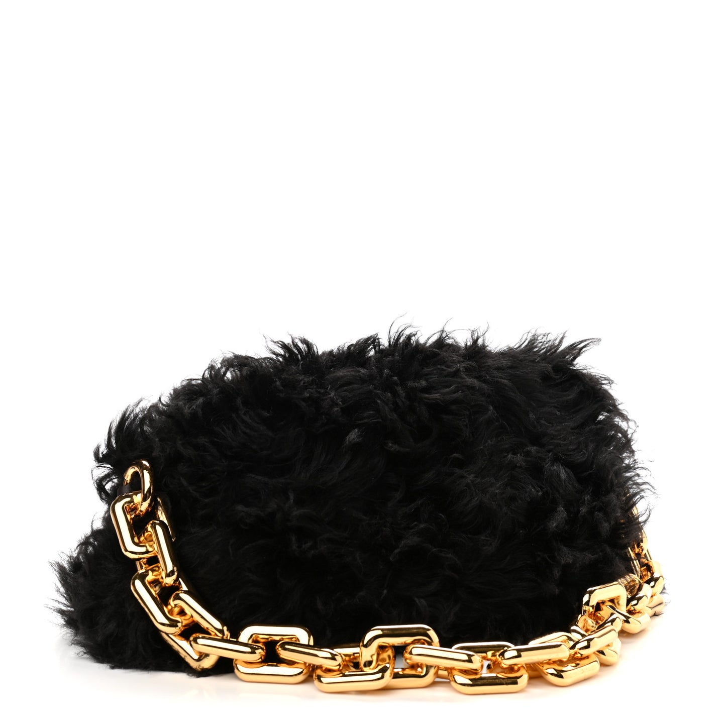 Shearling Lambskin The Pouch Chain Black