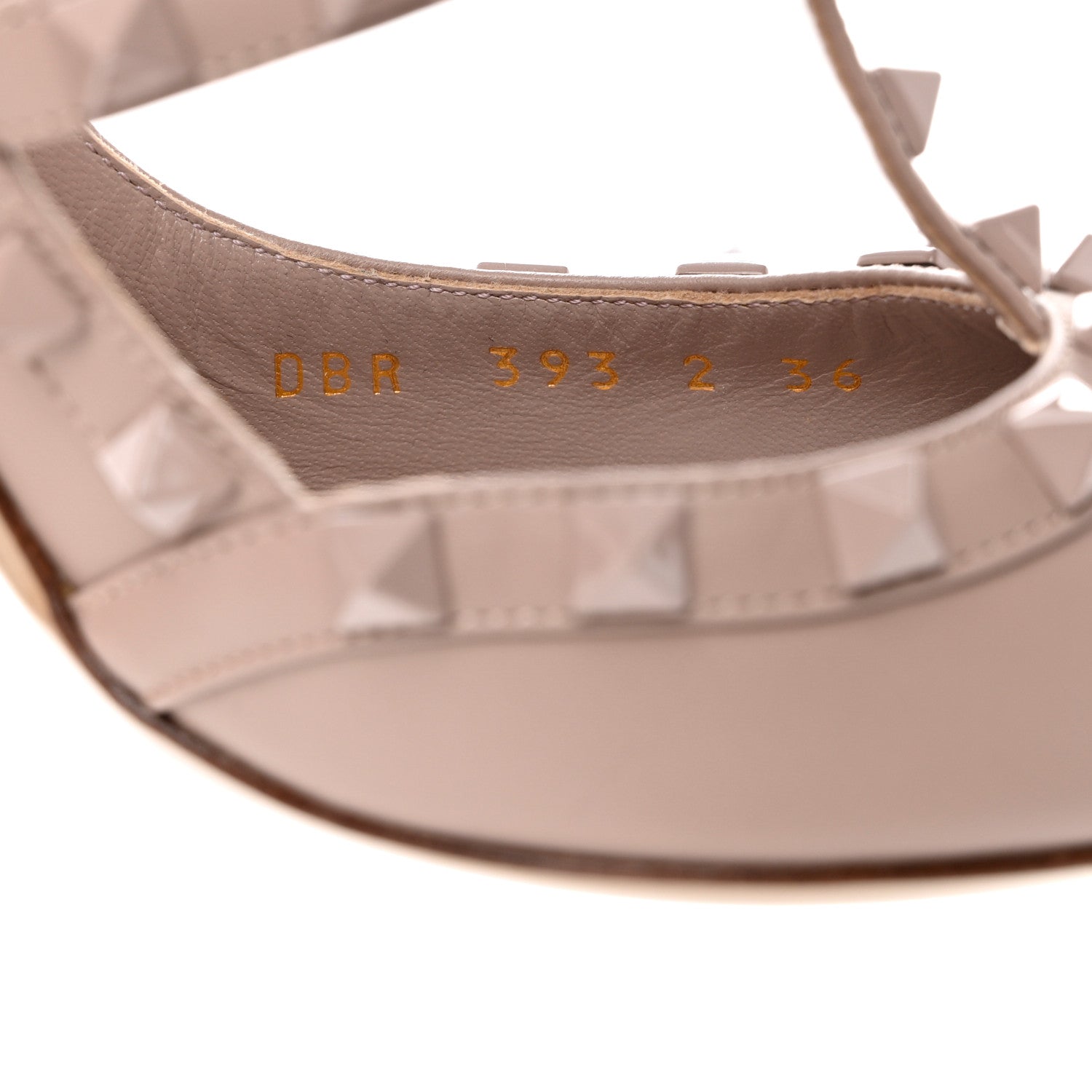 Valentino Garavani Calfskin Lacquered Monochrome Rockstud Ankle Strap 100mm Pumps 36 Poudre 7 of 9