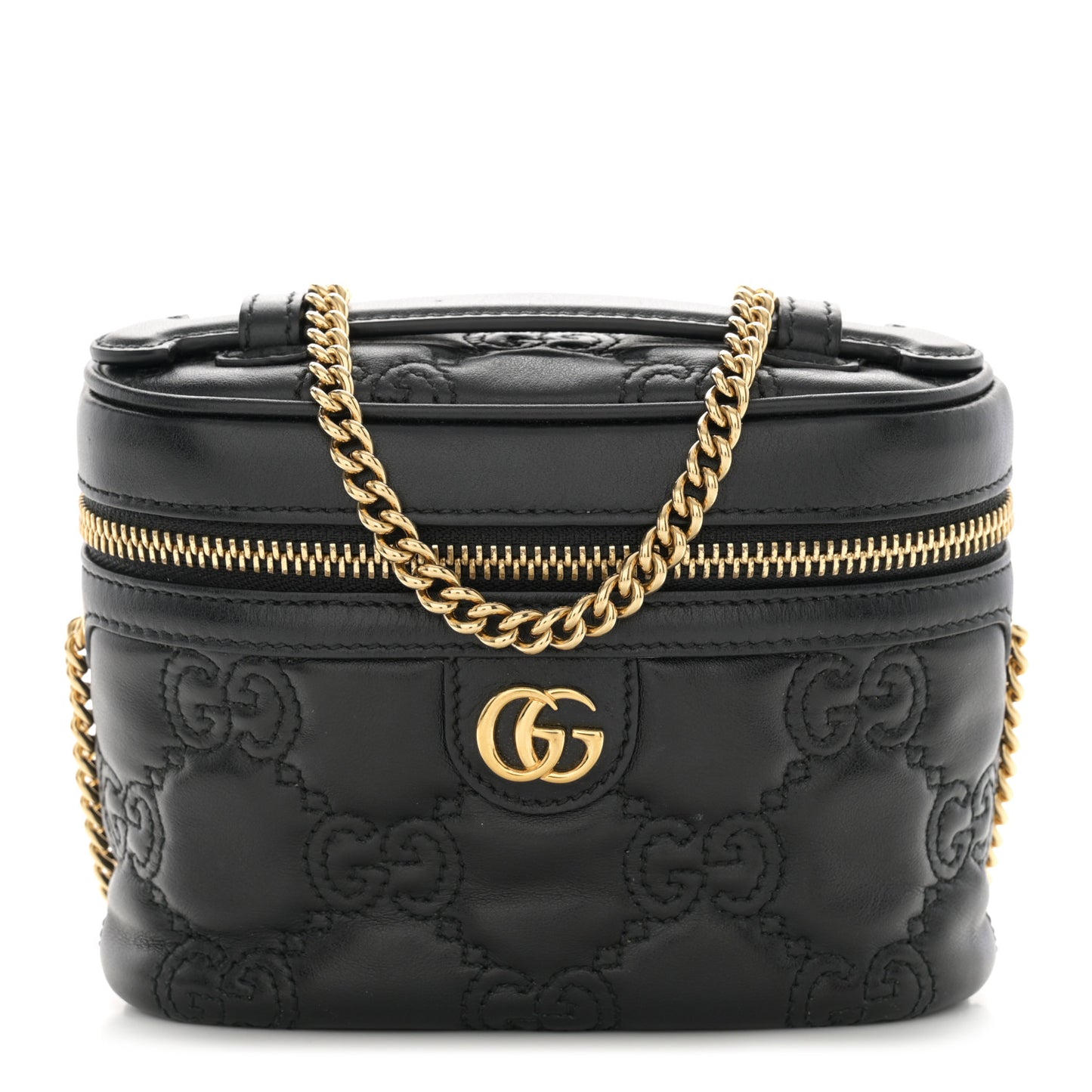 Calfskin GG Matelasse Mini Top Handle Bag Black