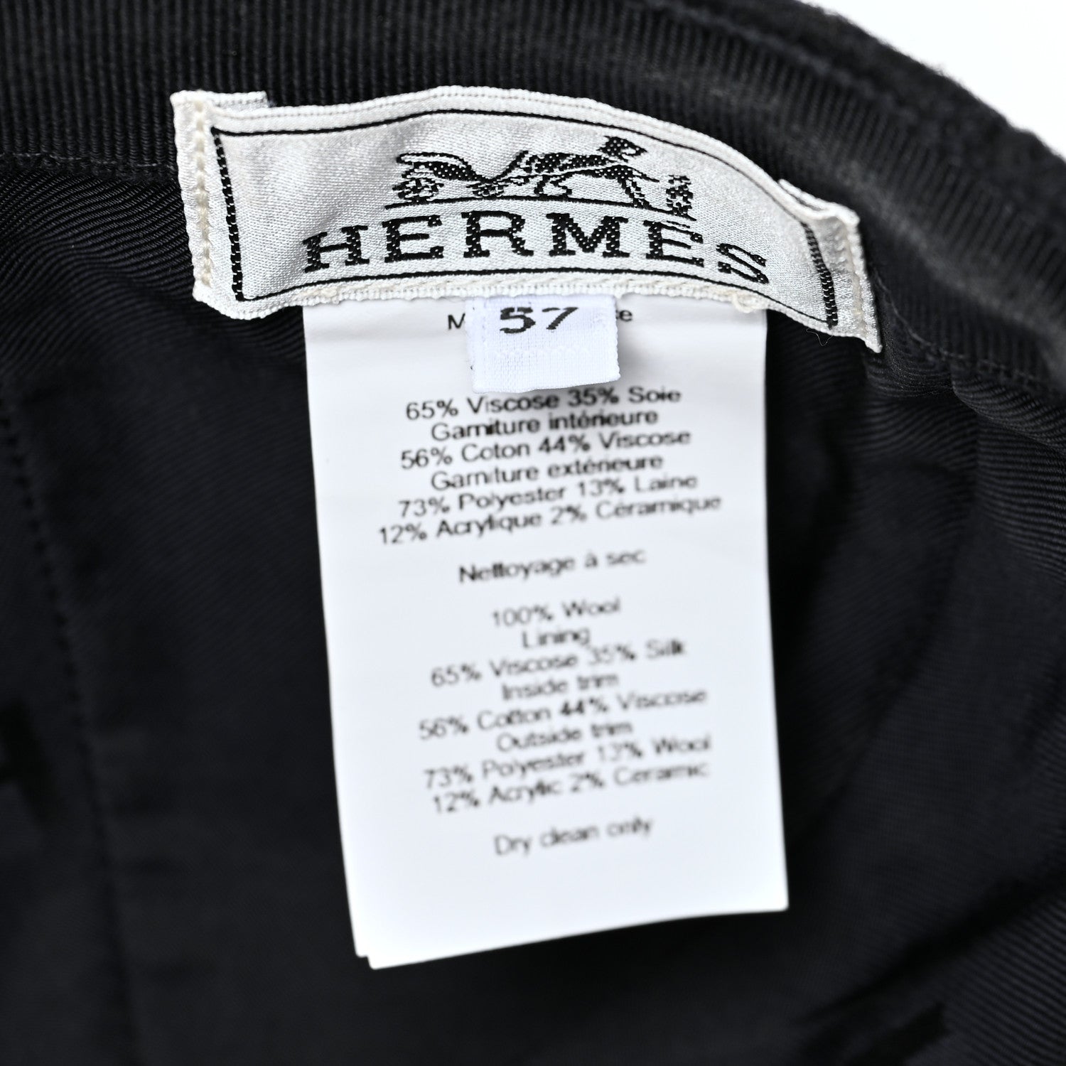 Hermes Wool Davis Varsity Hat 57 Black 8 of 9