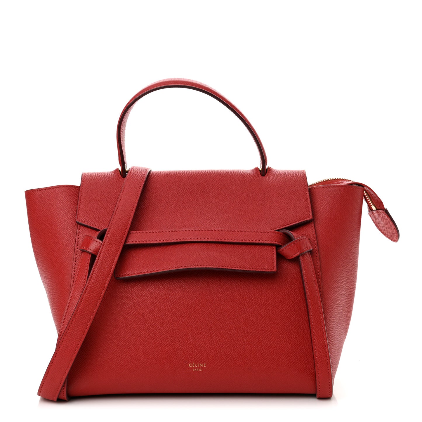 Baby Grained Calfskin Micro Belt Bag Coquelicot