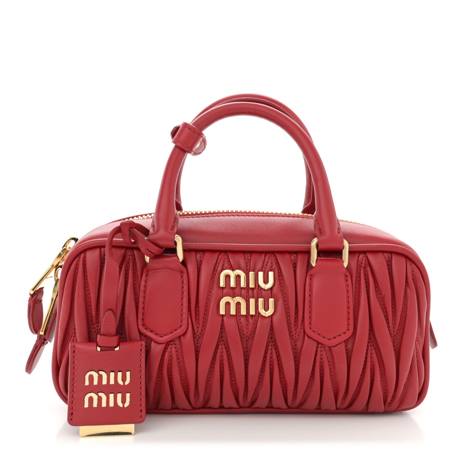 Miu Miu Nappa Matelasse Regular Arcadie Top Handle Bag Rosso
