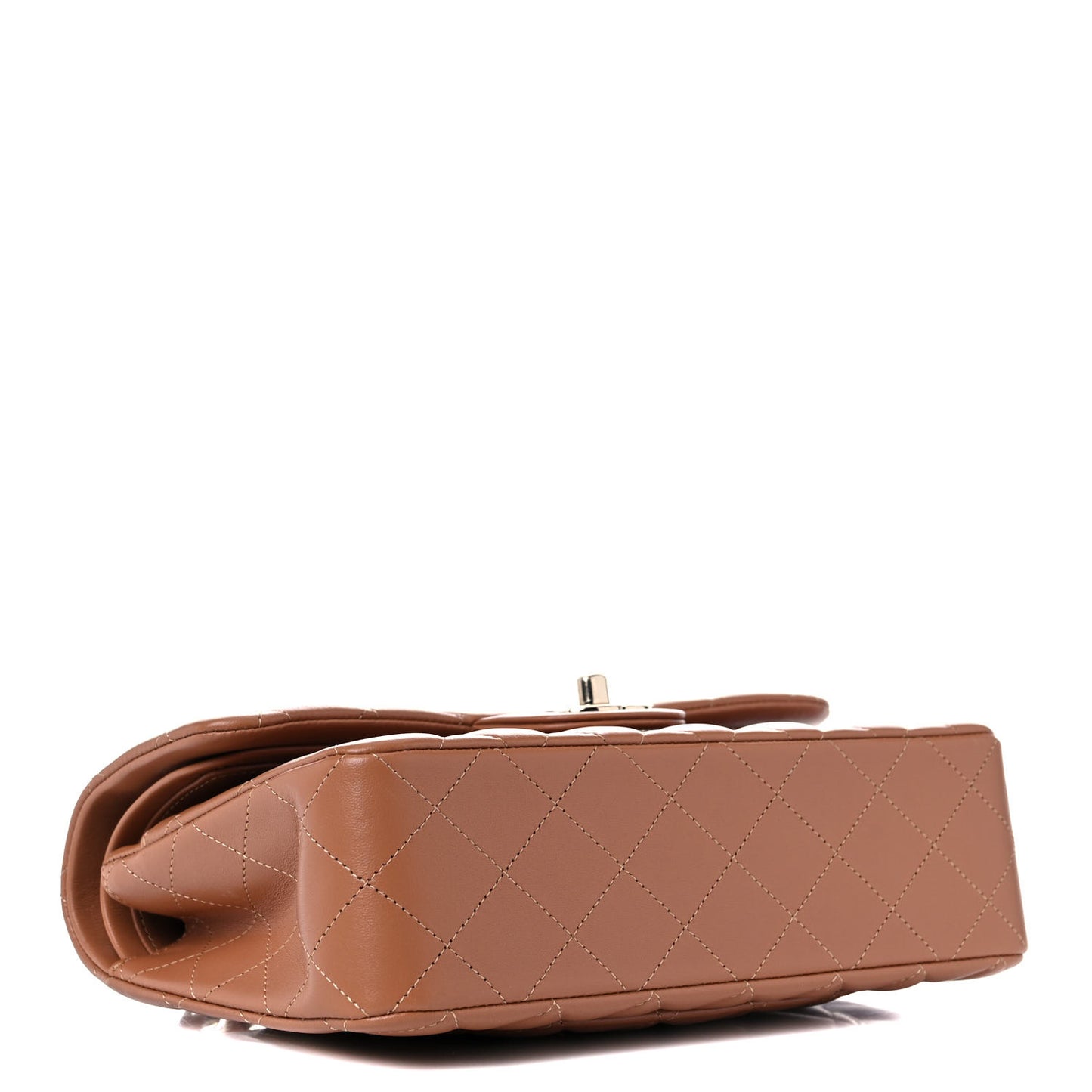 Lambskin Quilted Small Double Flap Brown