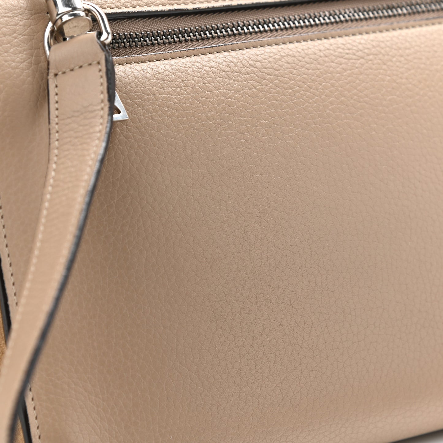 Drummed Calfskin Suede Small Trapeze Dune