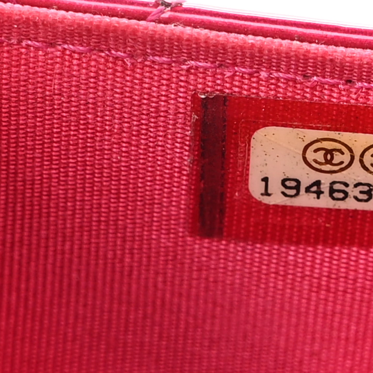 Metallic Patent Calfskin Quilted Boy Wallet On Chain WOC Fuchsia