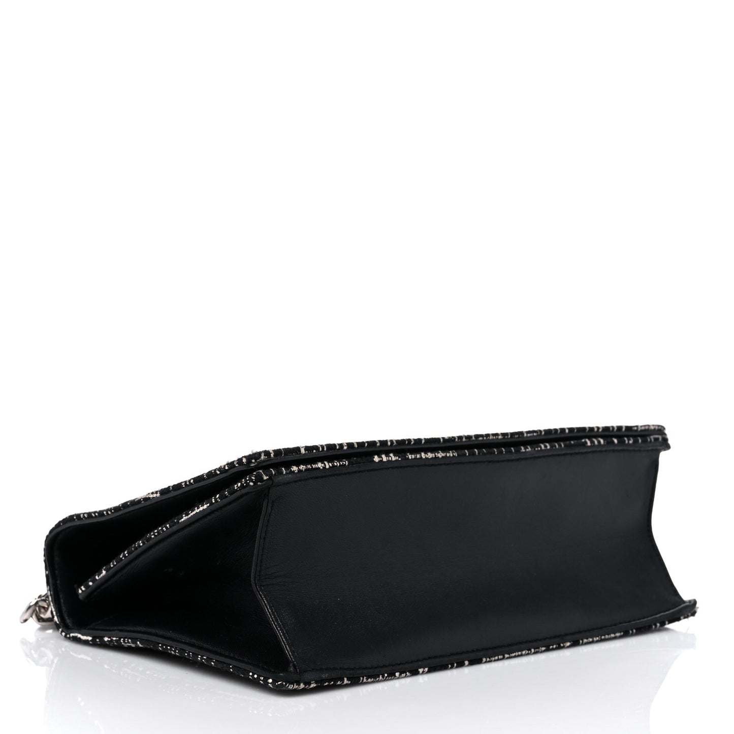Tweed Embellished Diorama Flap Bag Black White