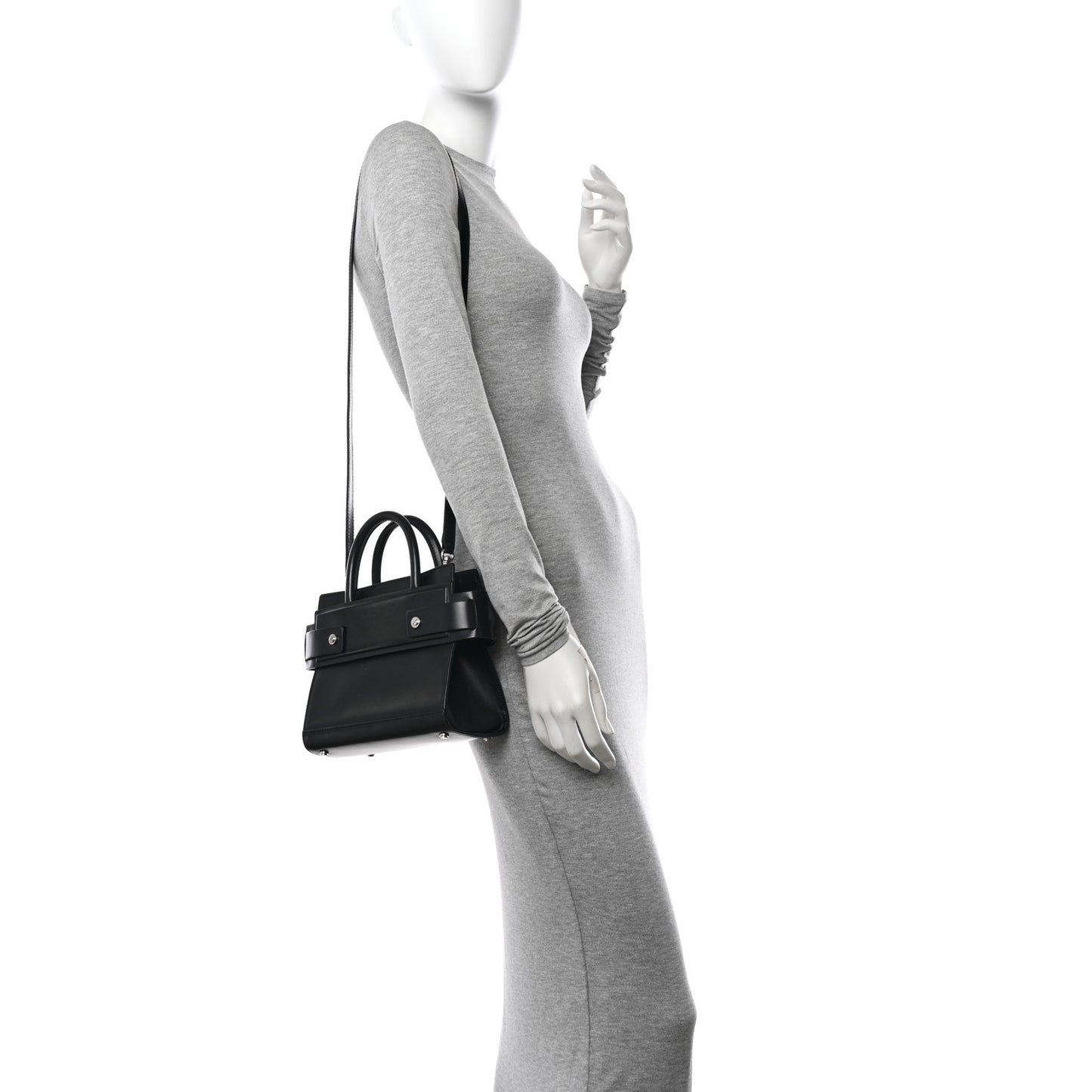 Smooth Calfskin Mini Horizon Satchel Black