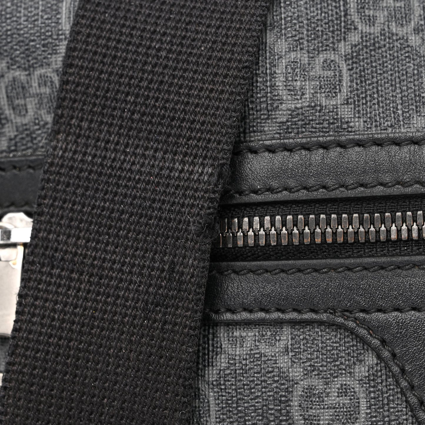 GG Supreme Monogram Crossbody Messenger Bag Black Grey