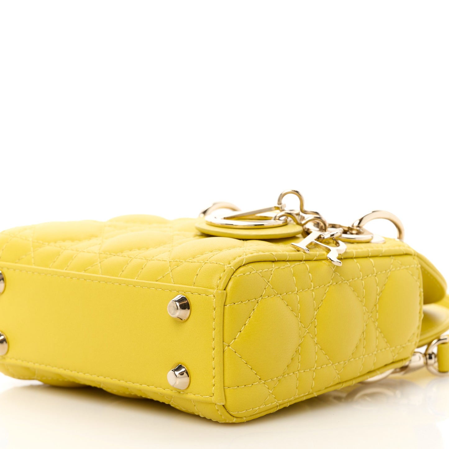 CHRISTIAN DIOR Lambskin Cannage Micro Lady Dior Yellow