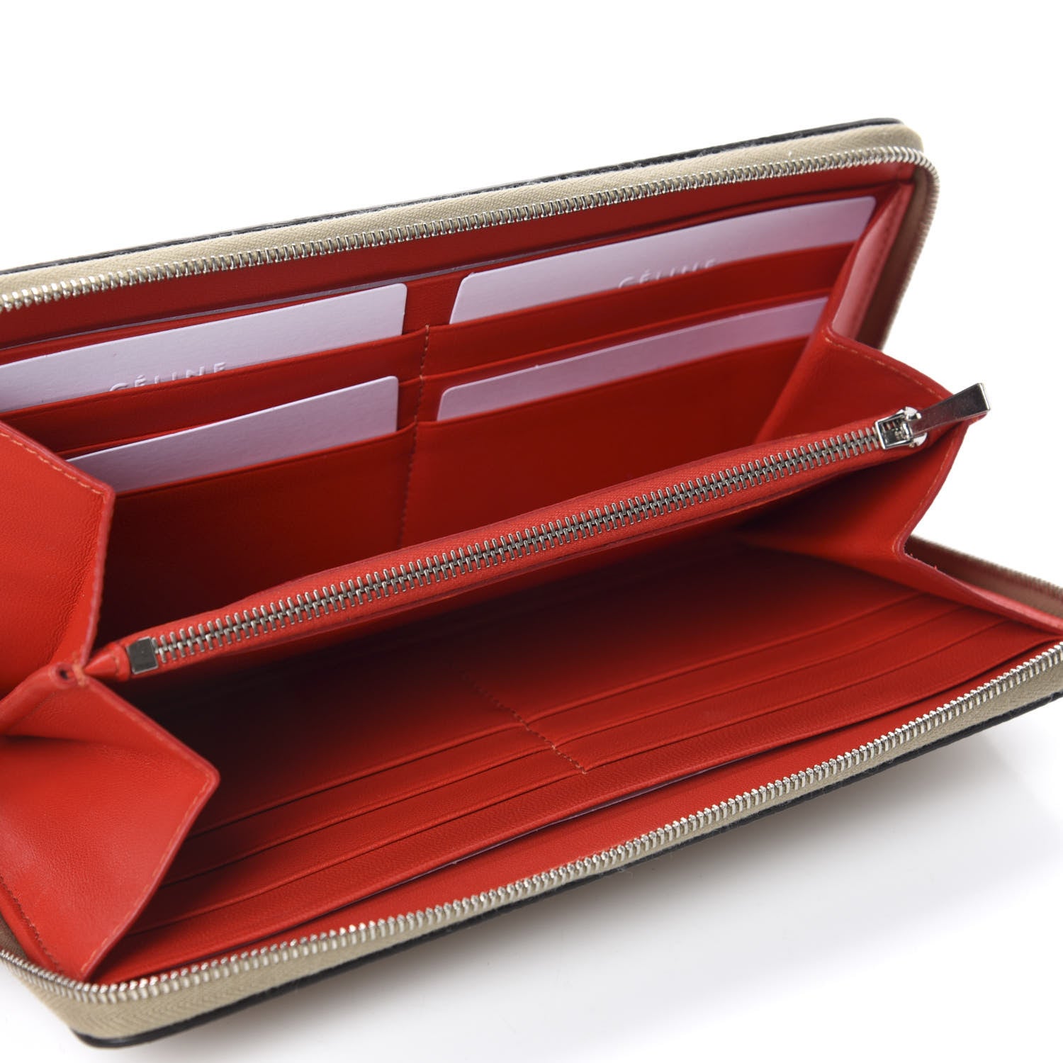 Celine Grained Calfskin Large Zip Around Multifunction Wallet Dune 5 of 6