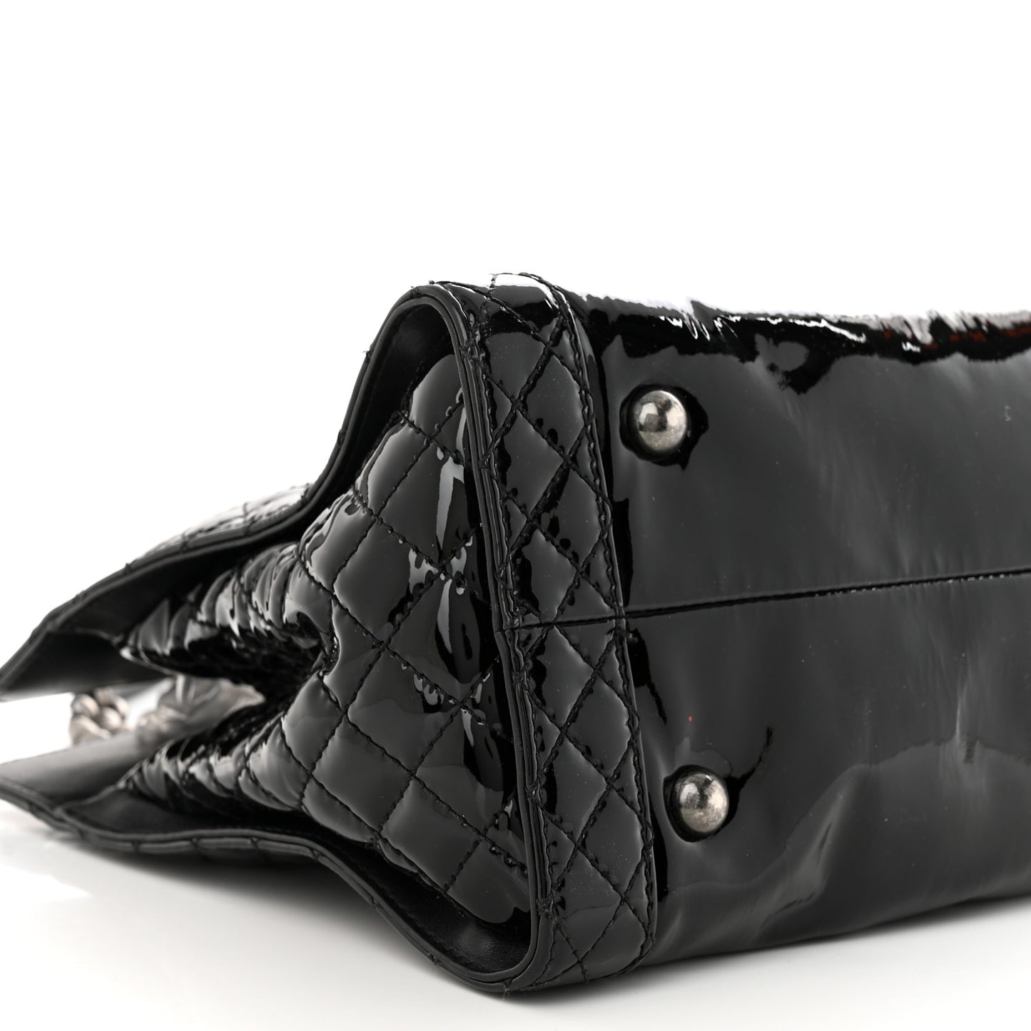 Patent Quilted Reverso Boy Tote Black
