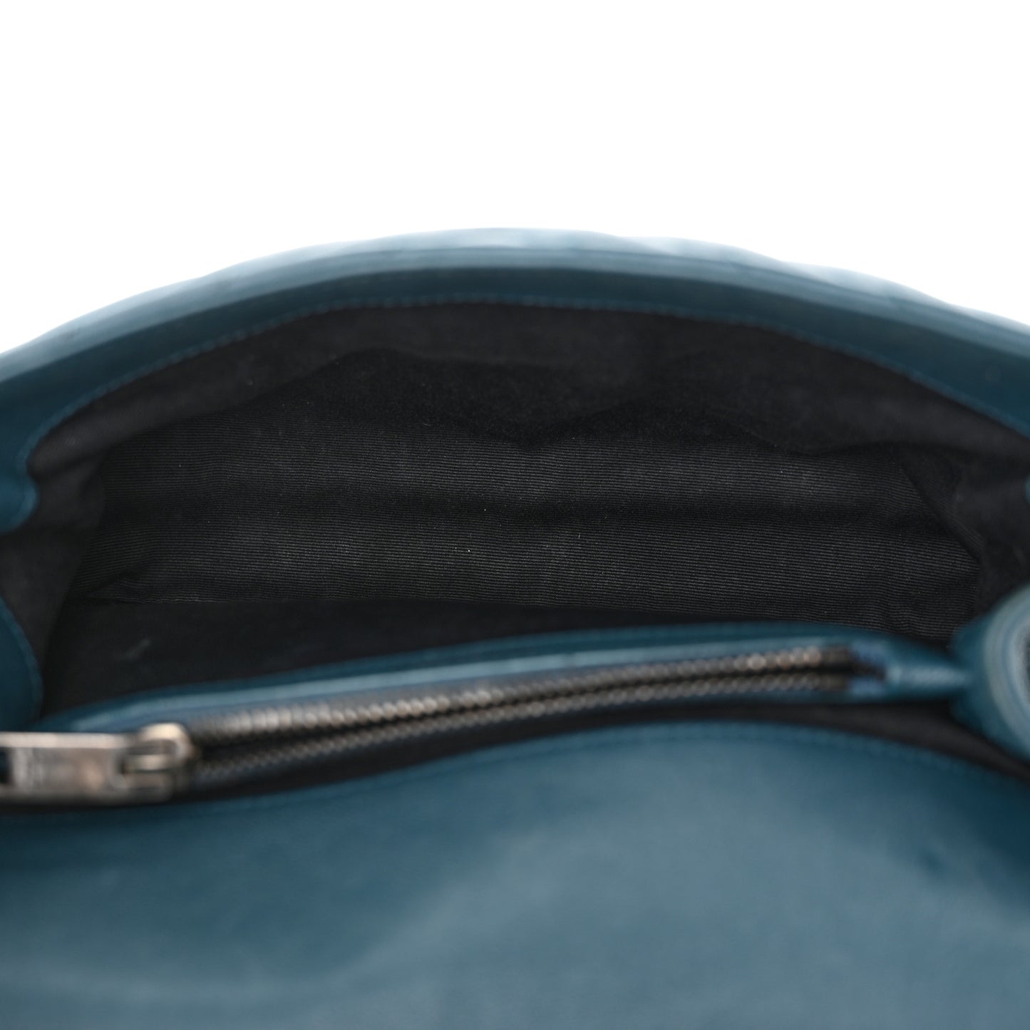 Sheepskin Matelasse Chevron Monogram Medium College Bag Petrol Green