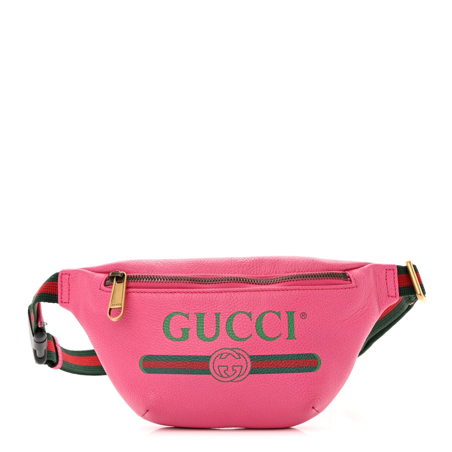 Gucci Grained Calfskin Small Logo Belt Bag Box Pink Green 1 of 11