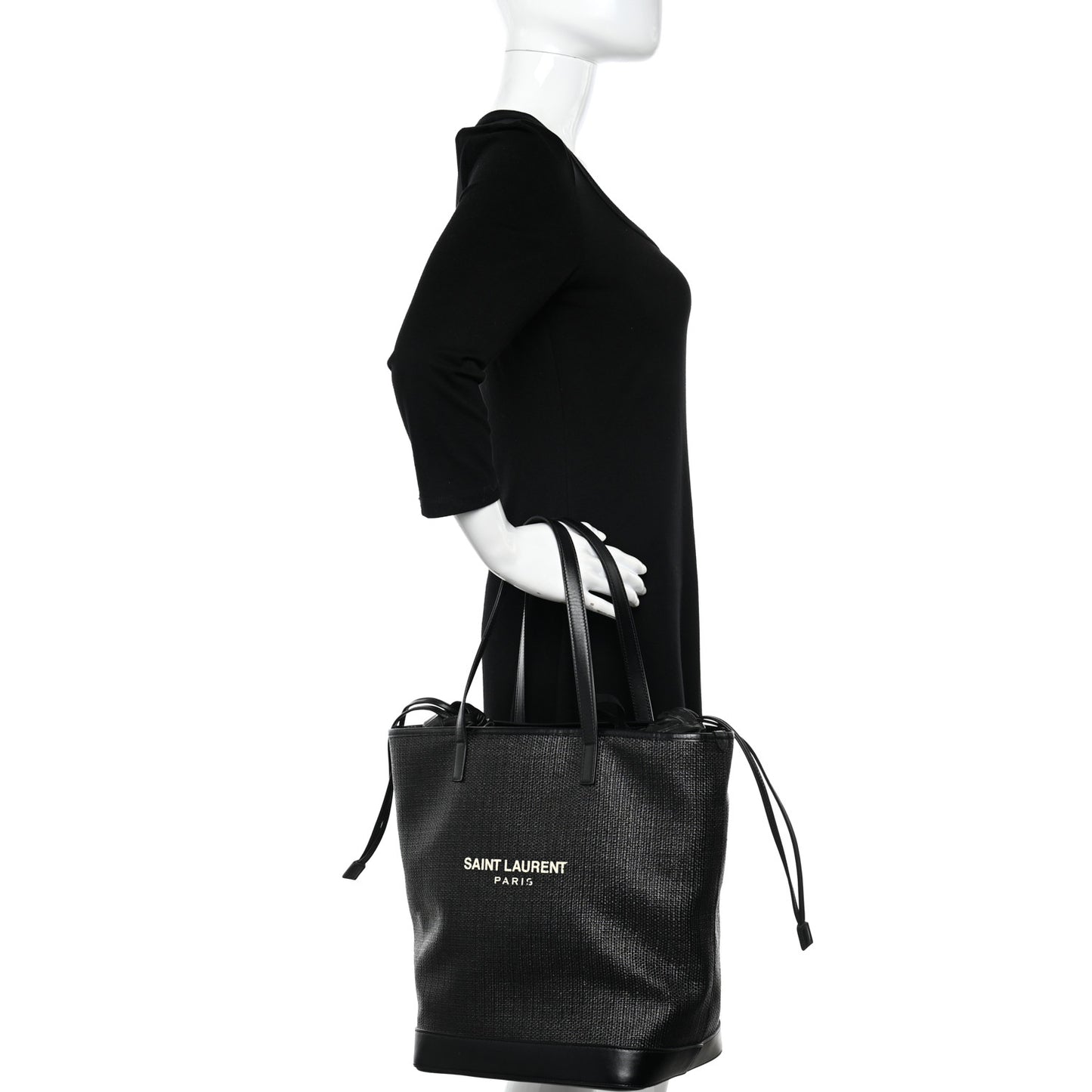 Linen Canvas Teddy Shopping Bag Black
