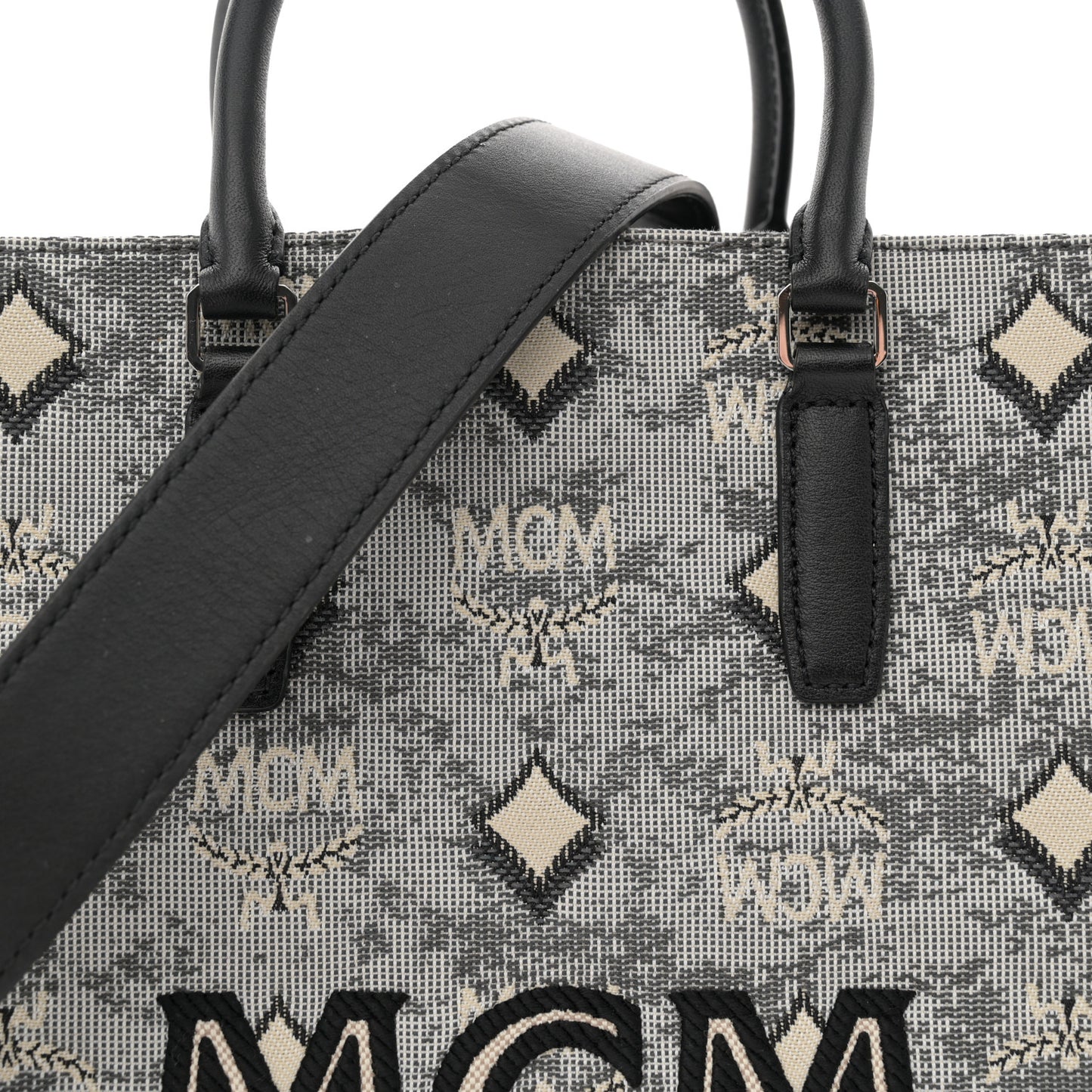 Vintage Jacquard Monogram Small Munchen Tote Grey