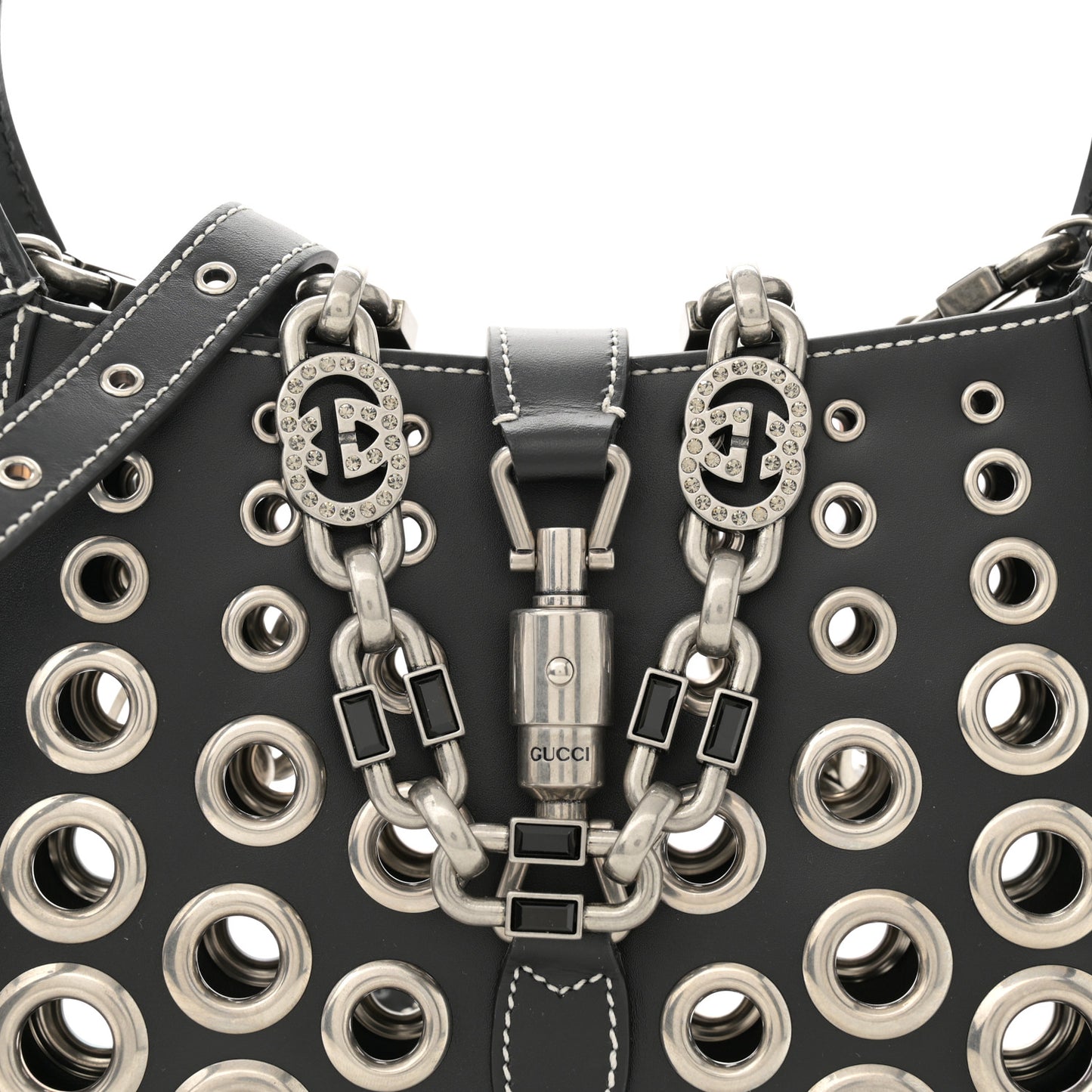 Calfskin Ha Ha Ha Jackie 1961 Eyelet Hobo Black