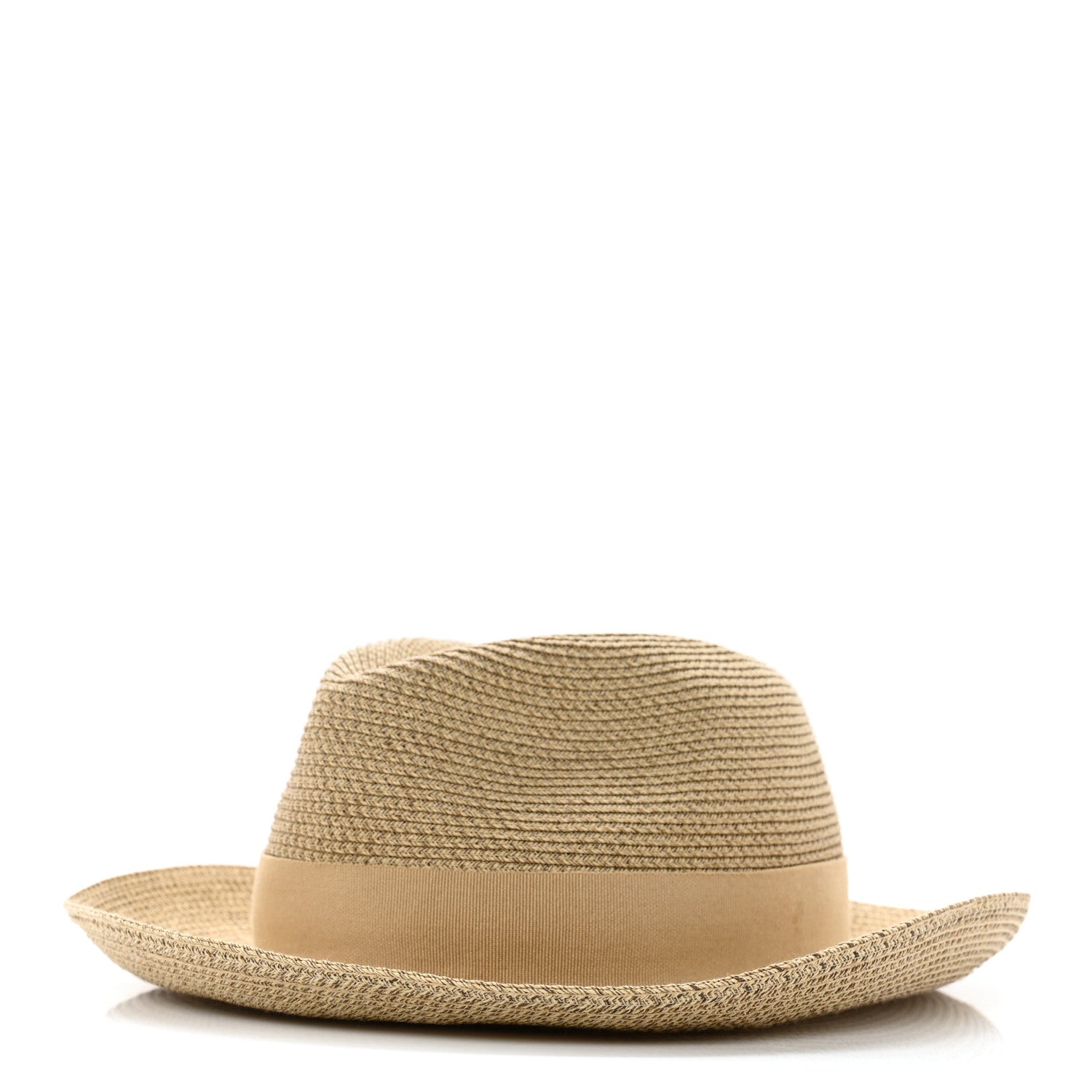 Hermes Straw Grosgrain Hat 58 1 of 12
